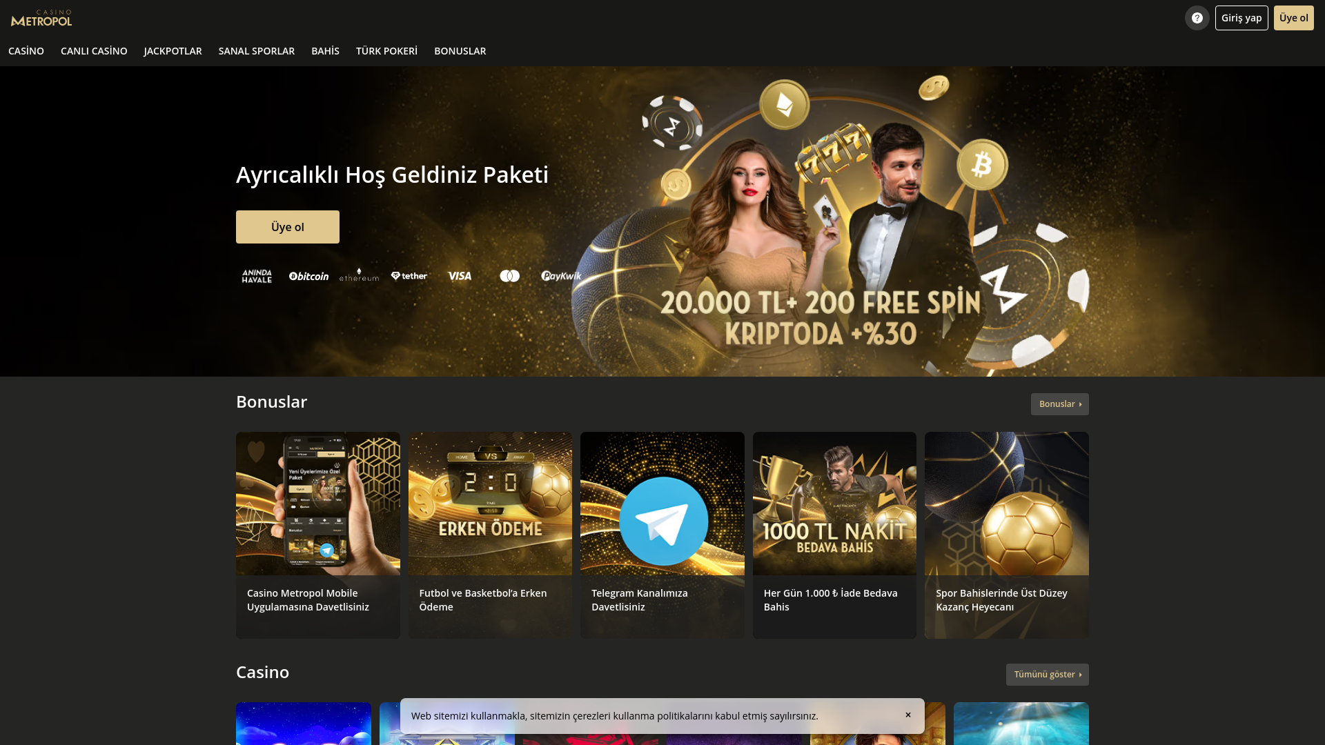 website screenshot of https://casinometropol987.com/