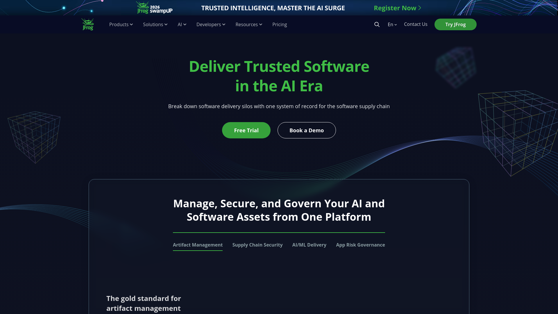 website screenshot of https://jfrog.io