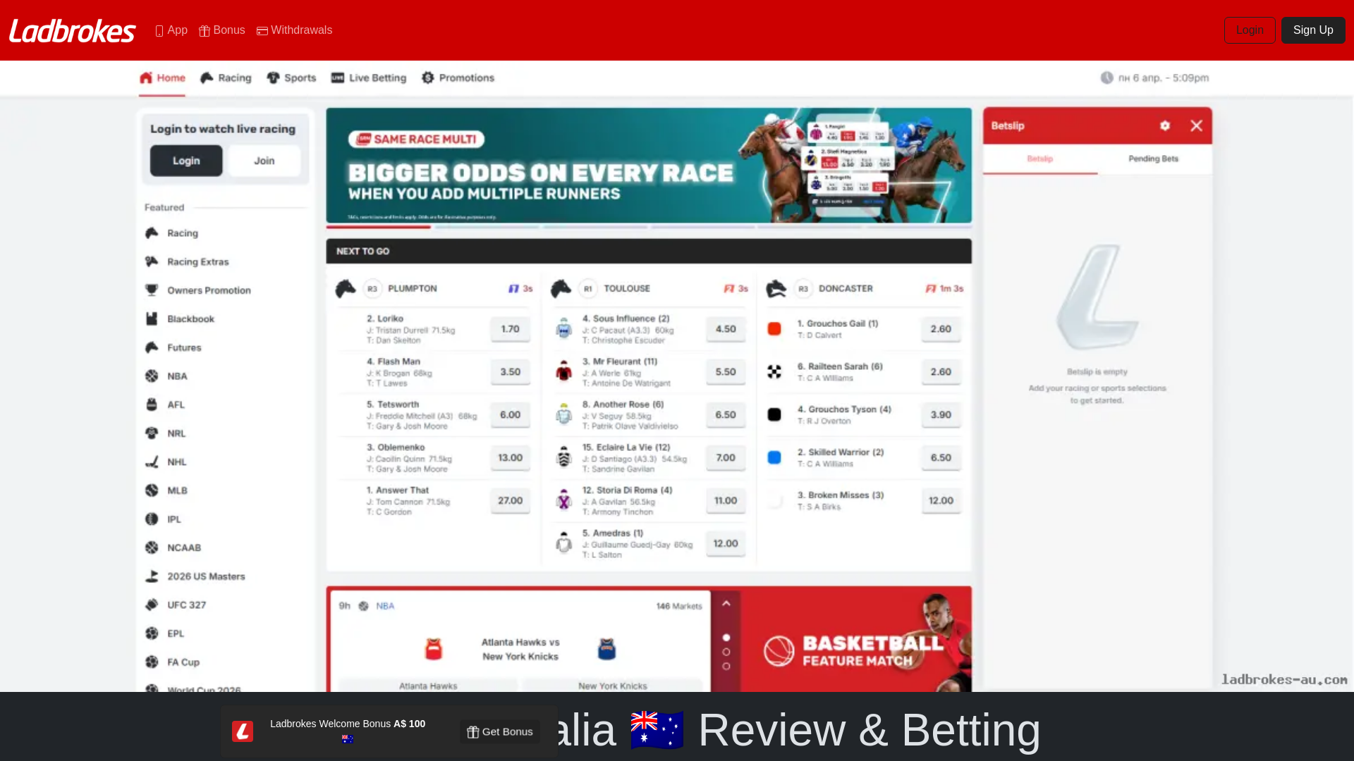 website screenshot of https://ladbrokes-au.com/