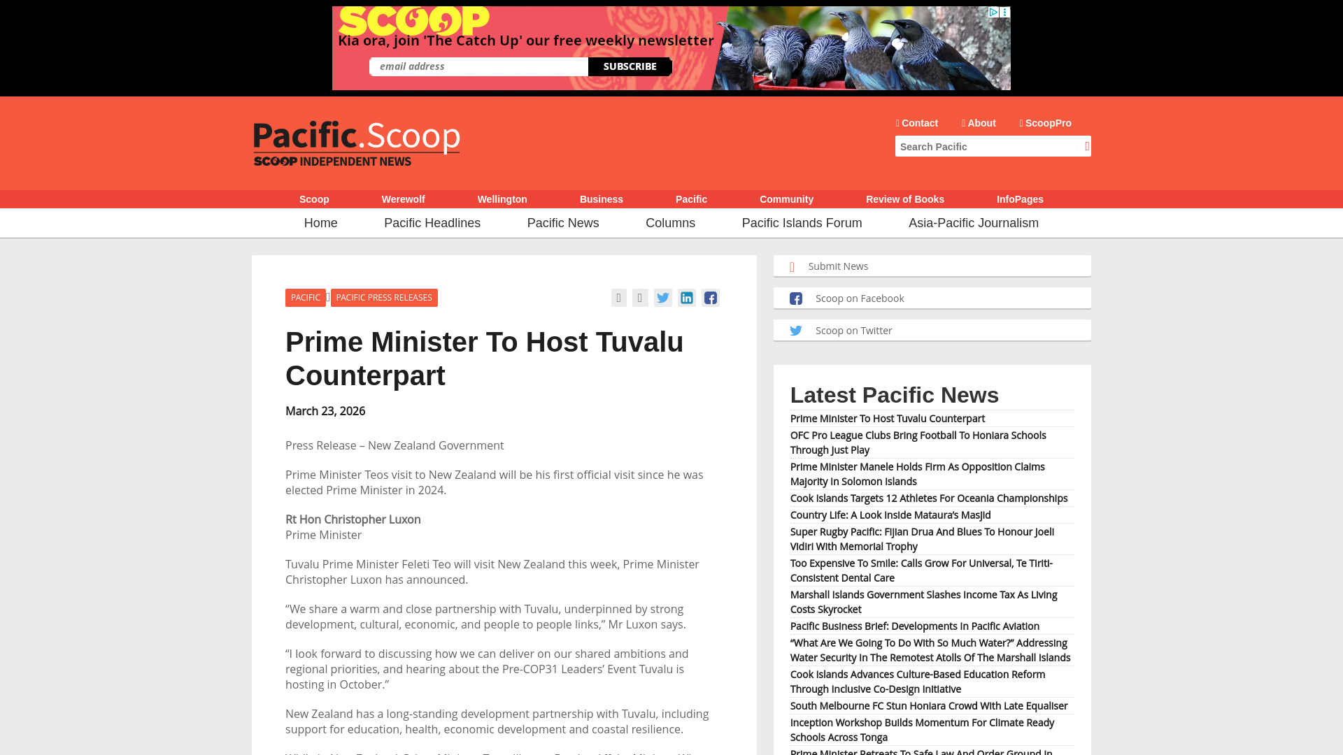 website screenshot of https://pacific.scoop.co.nz/2026/03/prime-minister-to-host-tuvalu-counterpart/