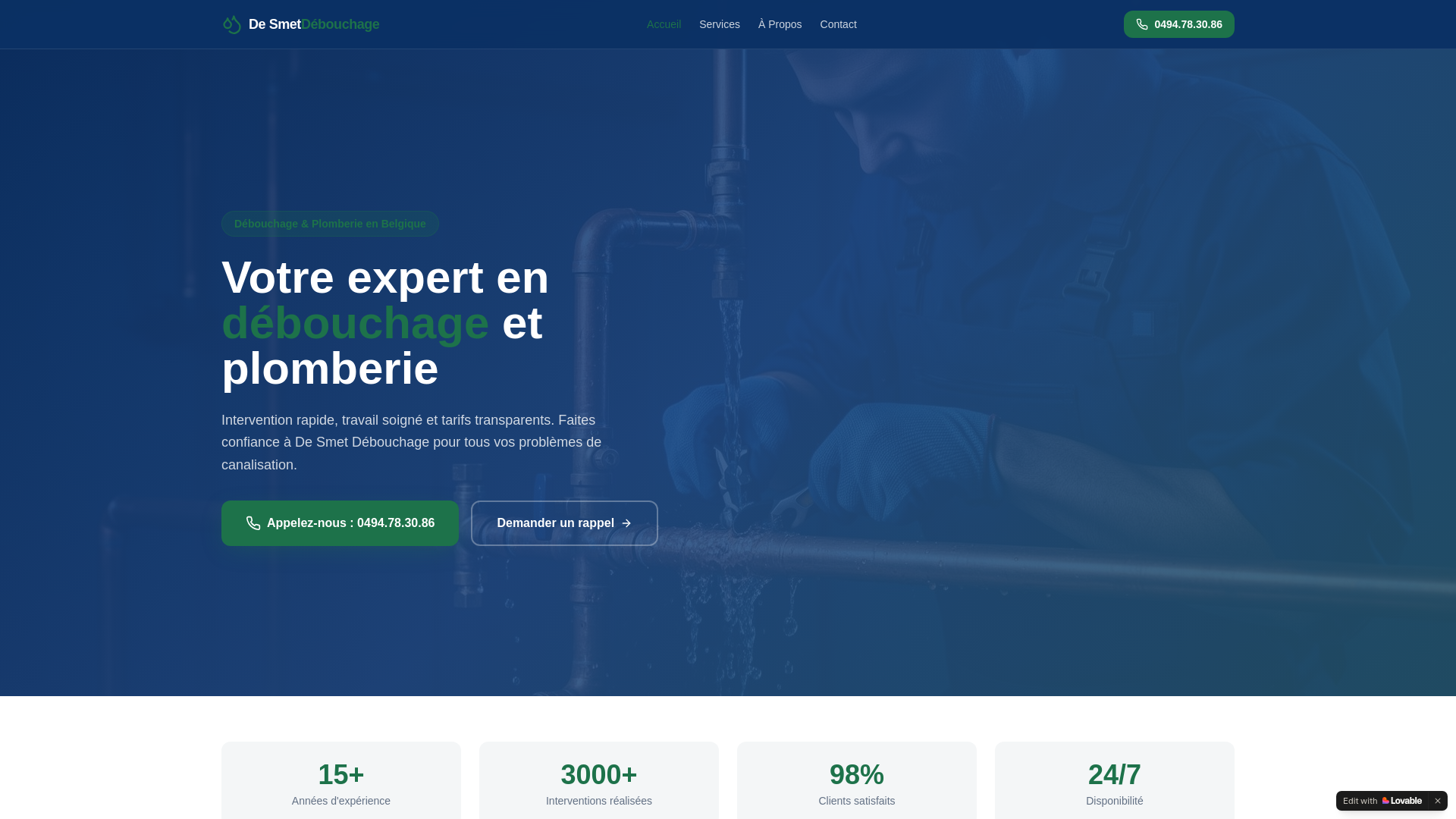 website screenshot of https://de-smetdebouchage.be/