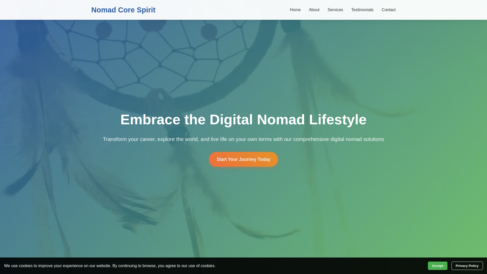 website screenshot of https://nomadcorespirit.click