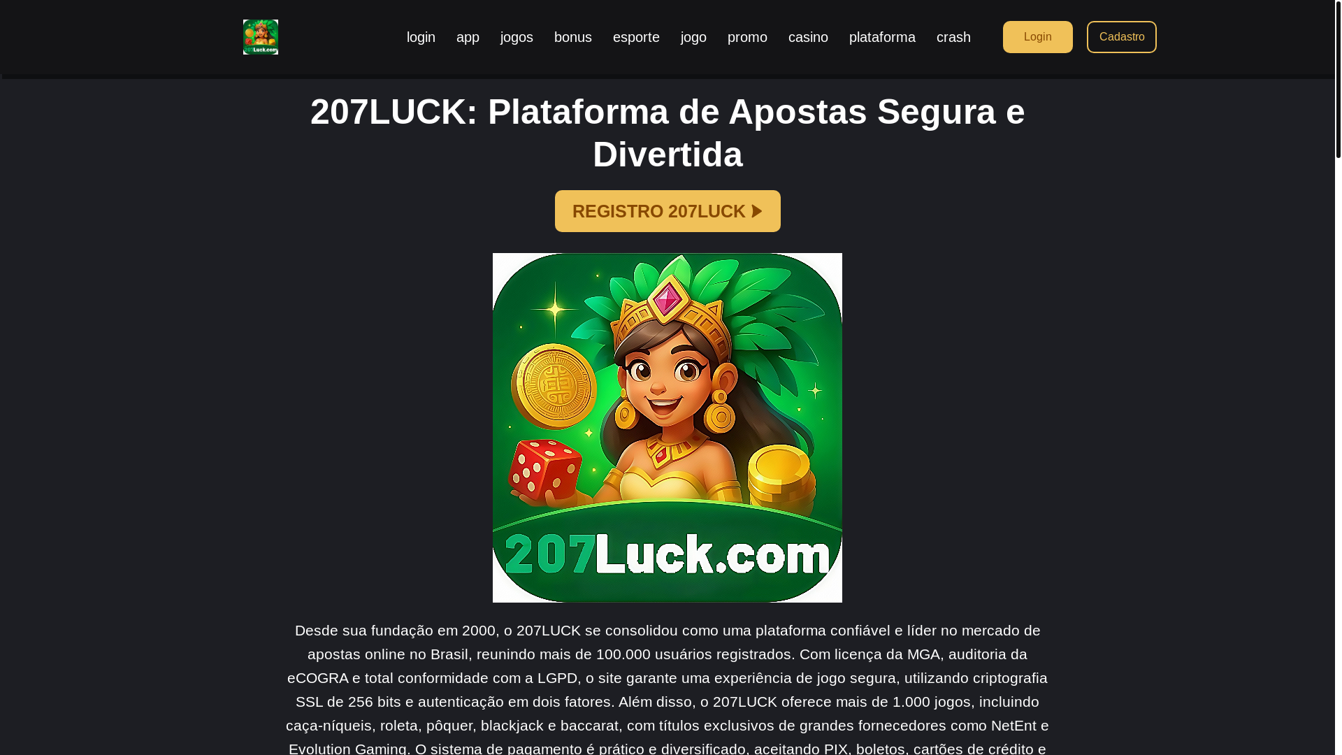 website screenshot of https://207luck-pg.com/