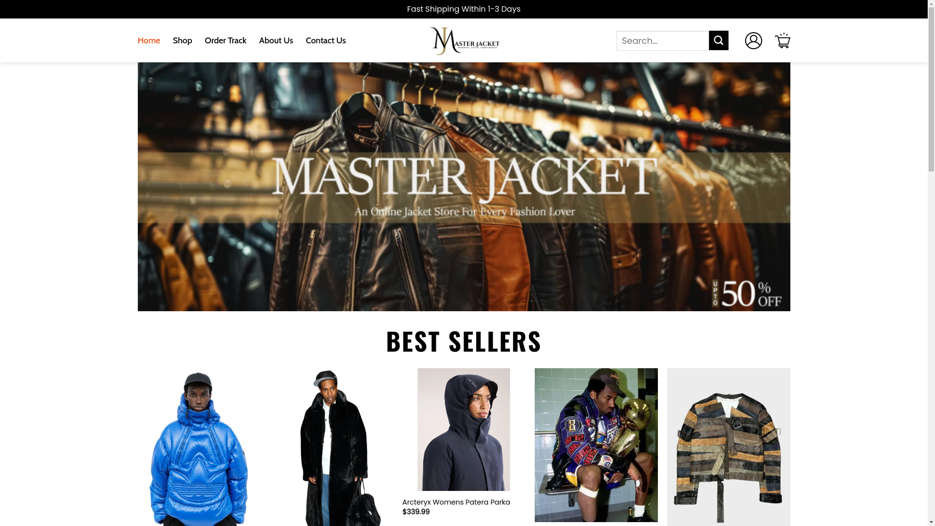 website screenshot of https://elitemasterjacket.shop/