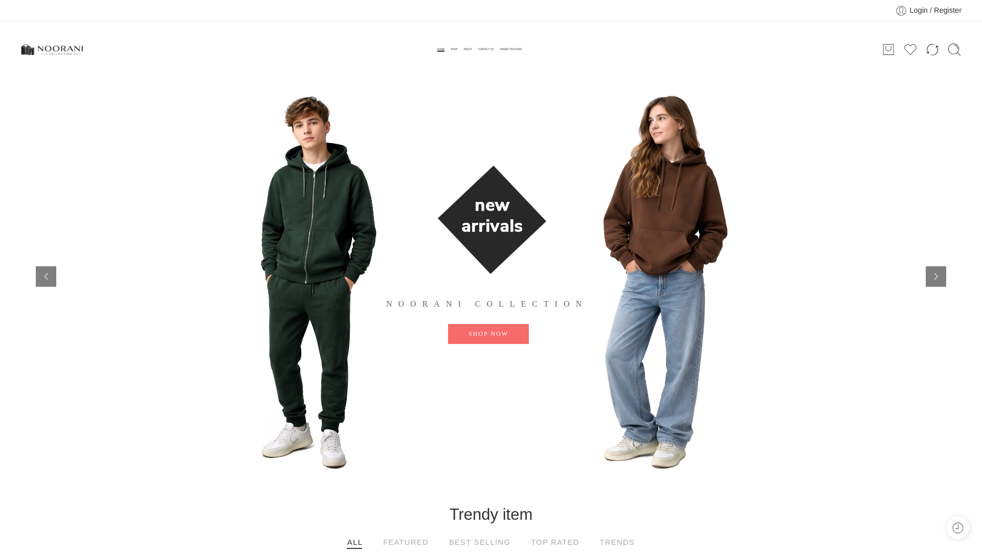 website screenshot of https://nooranicollection.com