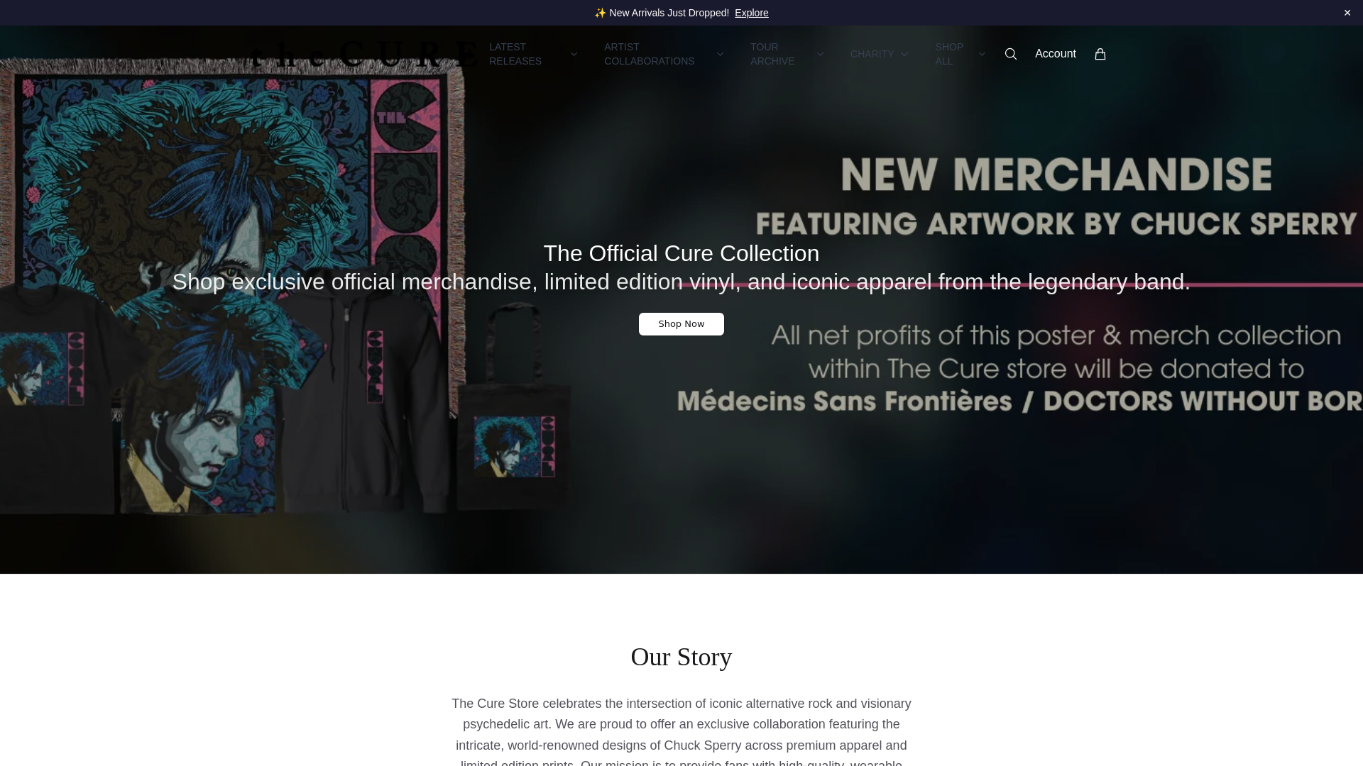 website screenshot of https://thecureonline.shop/