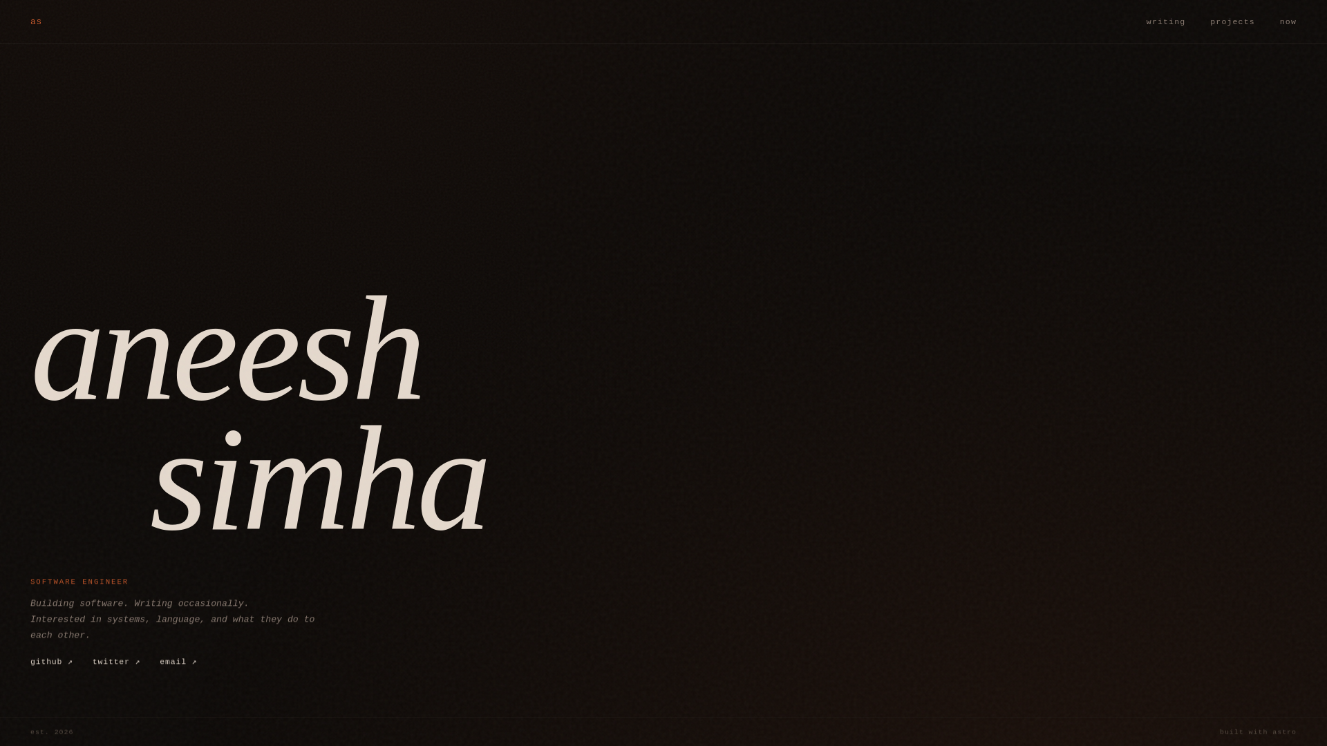 website screenshot of https://aneesh.world/