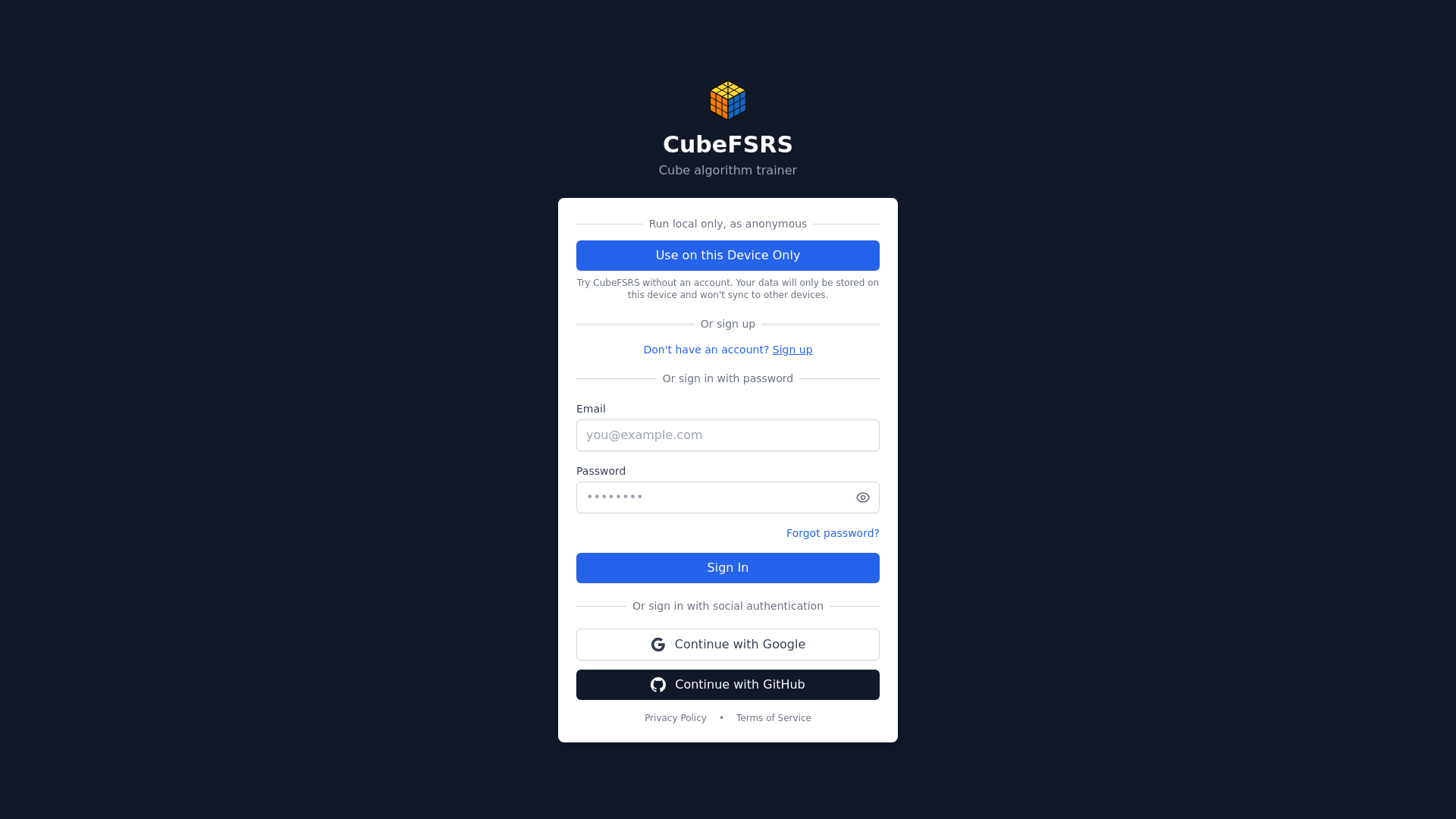 website screenshot of https://cubefsrs-pwa.pages.dev/