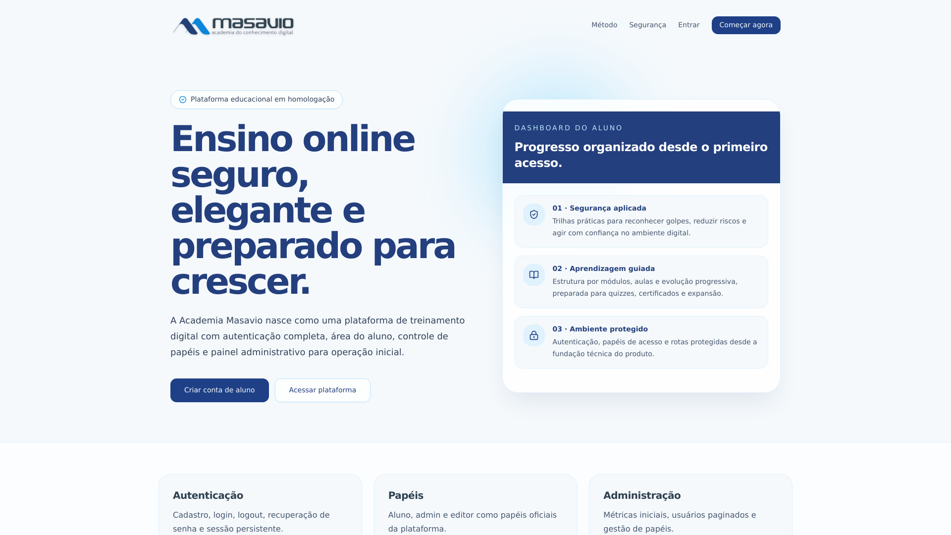 website screenshot of https://academiamasavio.com.br/
