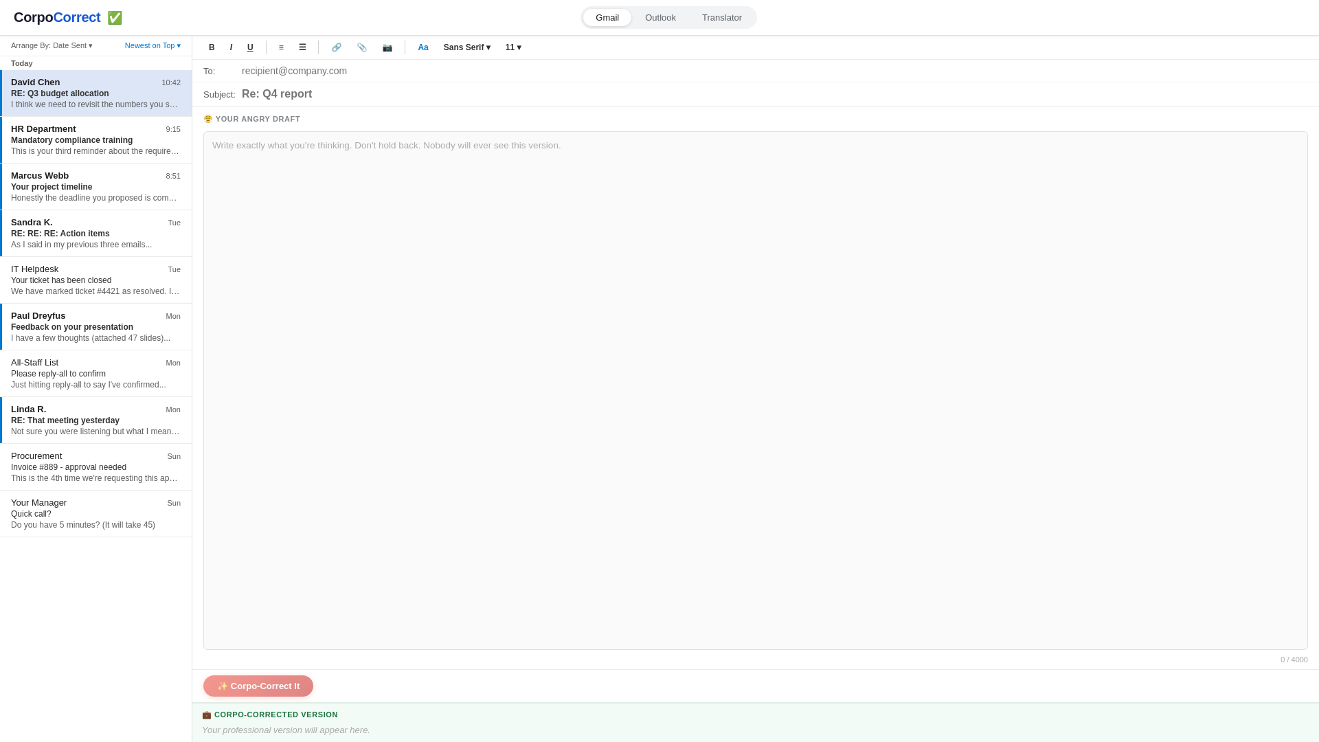 website screenshot of https://corpocorrect.com