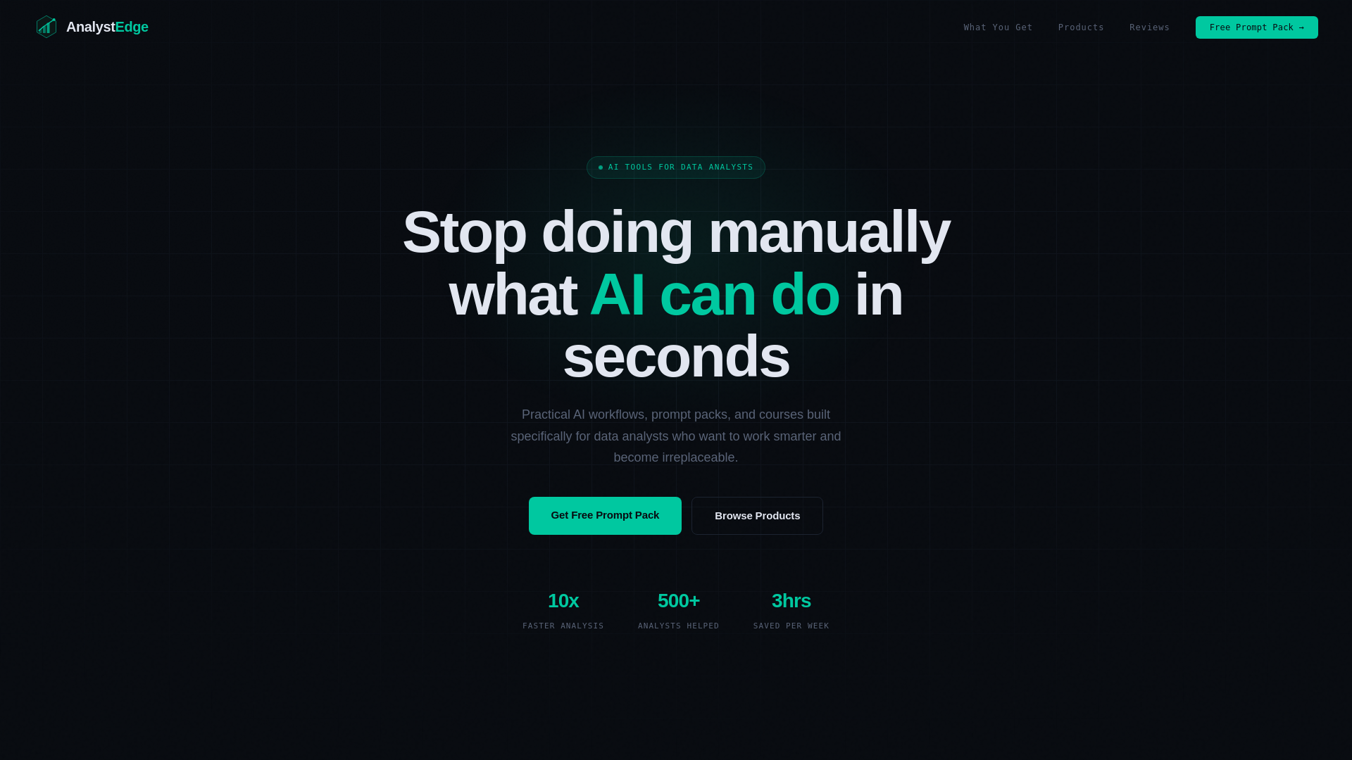 website screenshot of https://analystedge.ai/