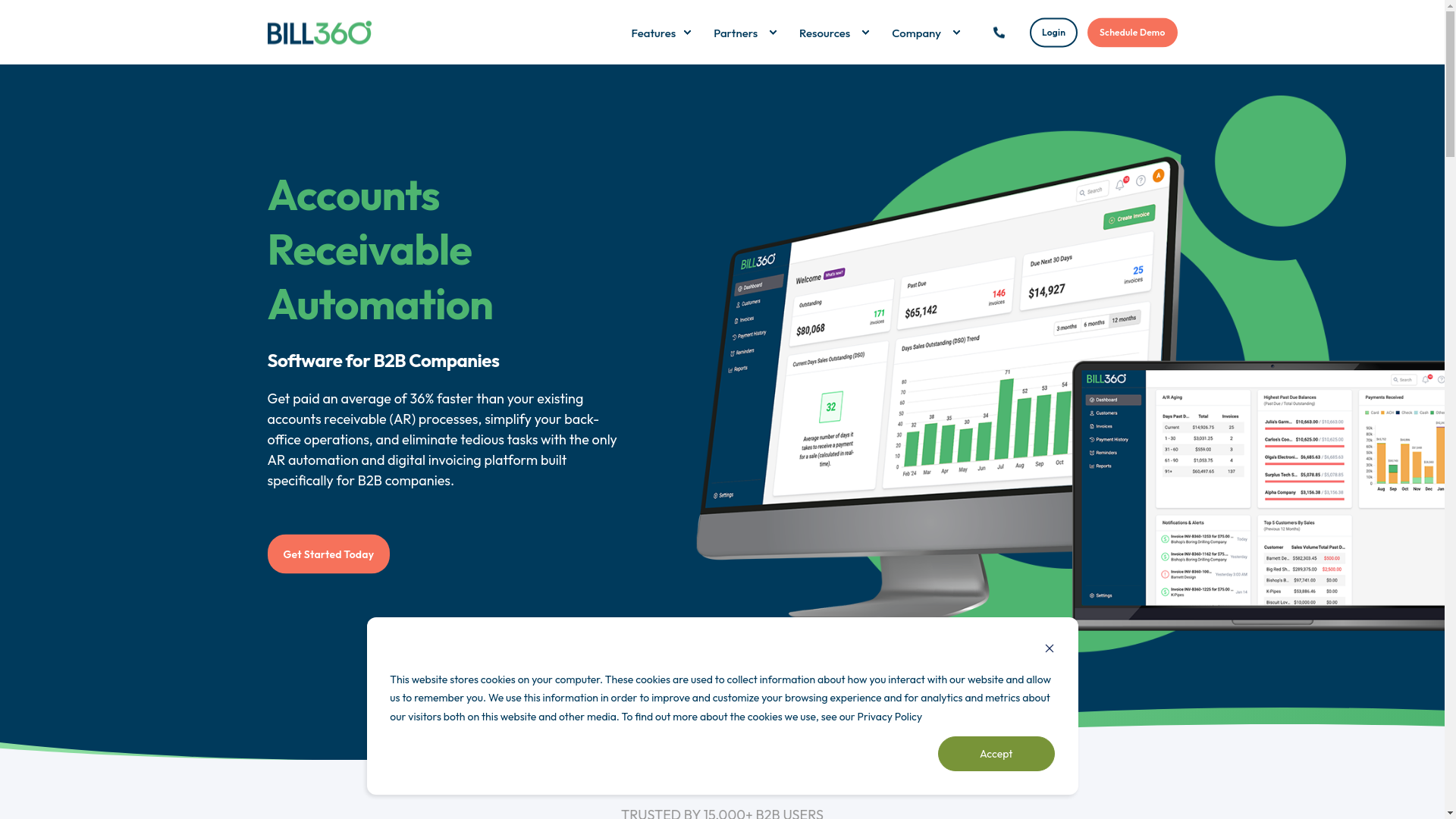 website screenshot of https://bill360invoiceai.com/