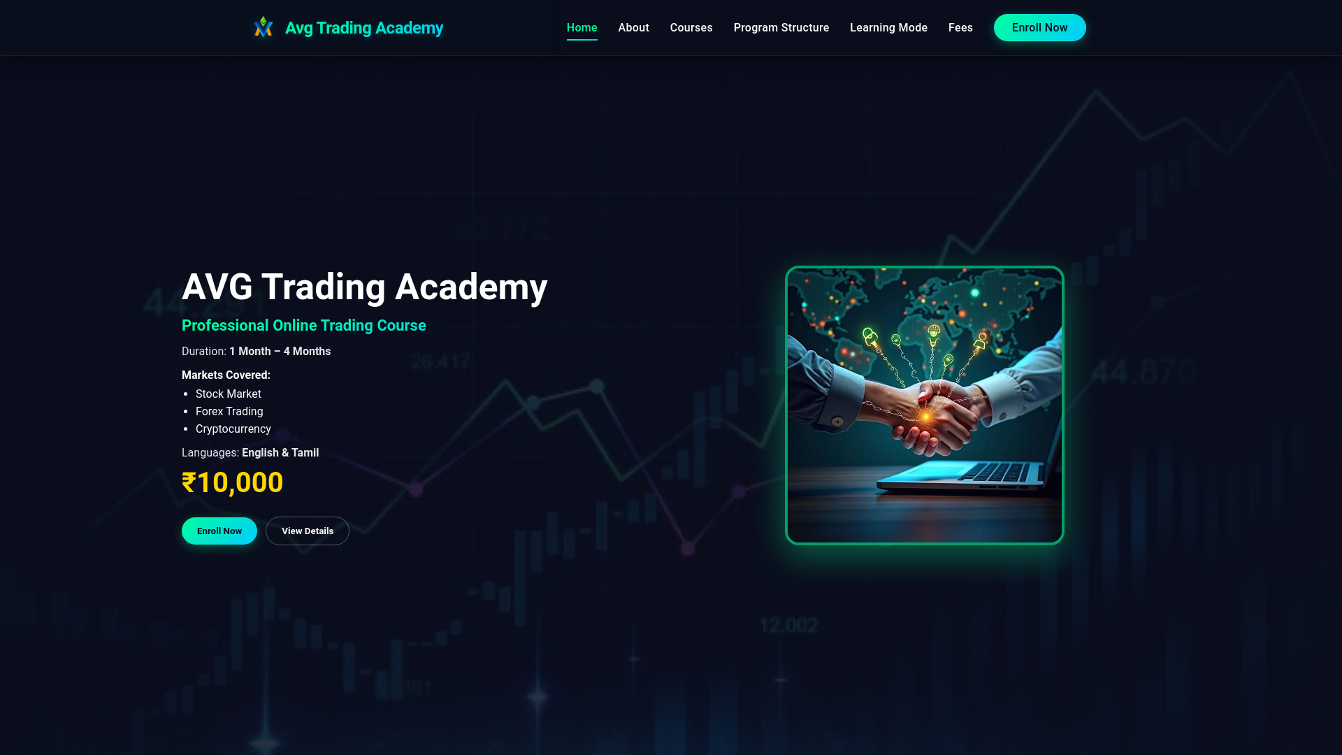 website screenshot of https://avgtradingacademy.com/