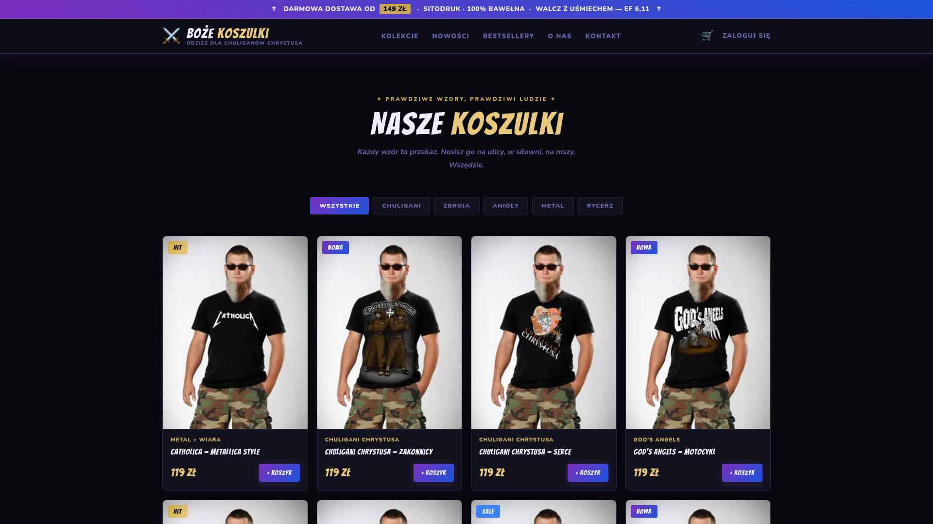 website screenshot of https://bozekoszulki.com/