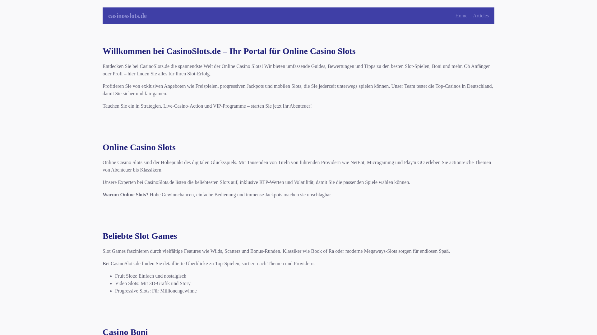 website screenshot of https://casinosslots.de/