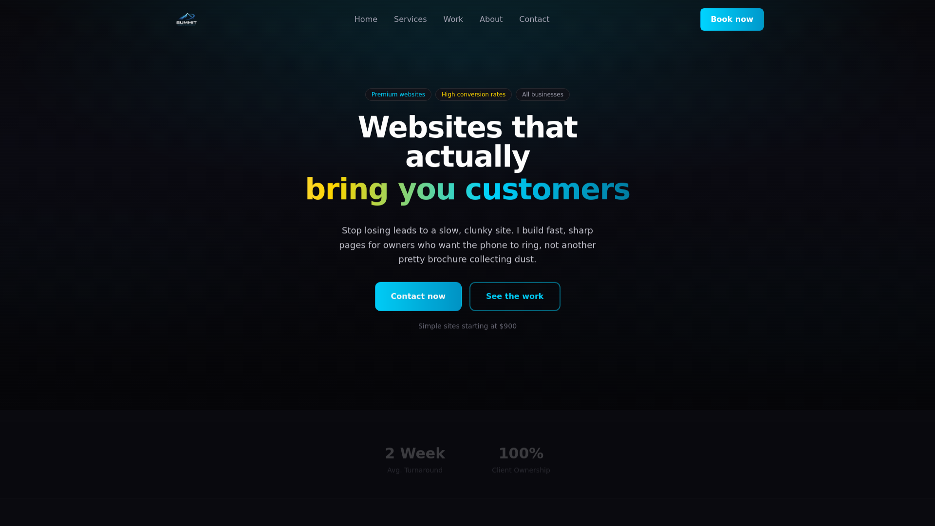 website screenshot of https://summitwebsitedevelopment.com