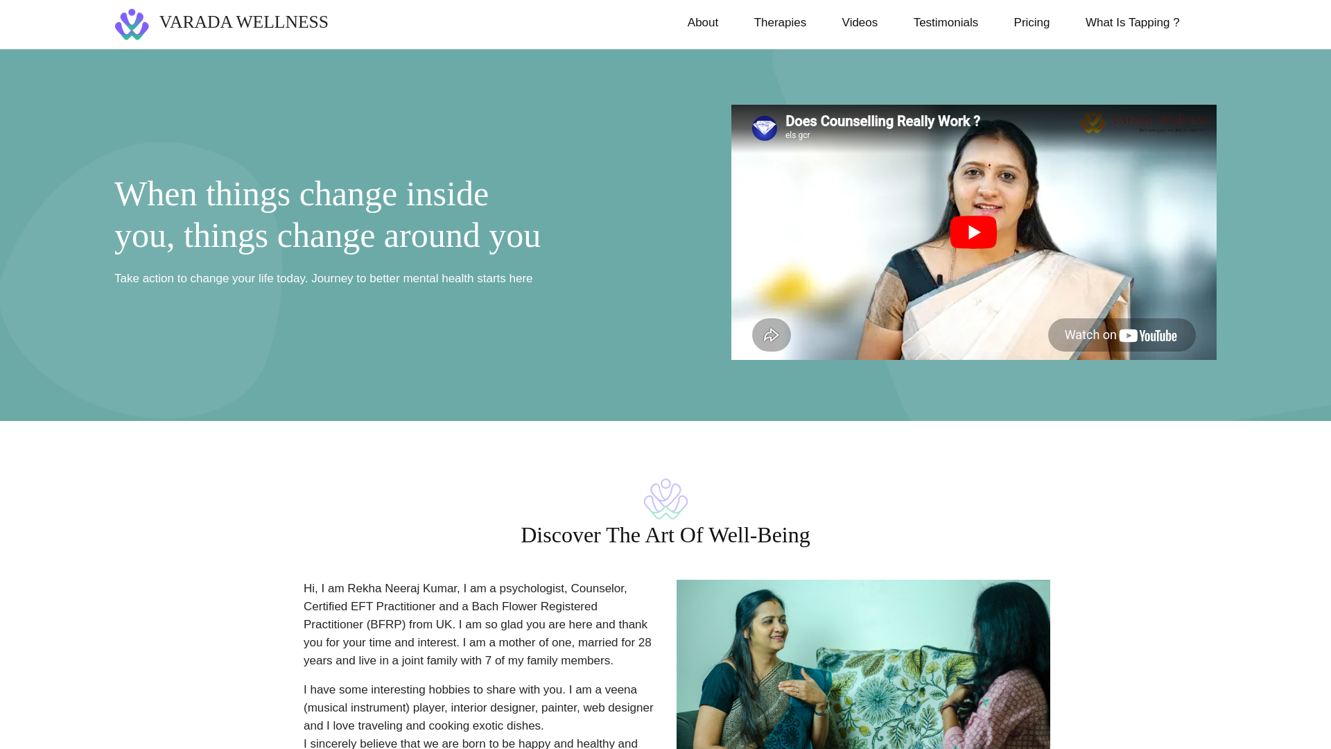 website screenshot of https://varada.pages.dev/