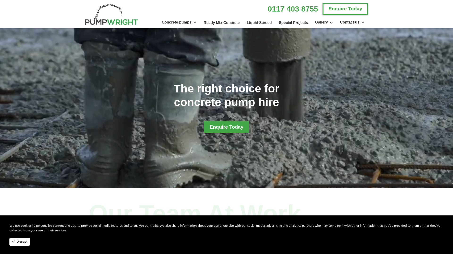 website screenshot of https://concretepumphiretaunton.co.uk/
