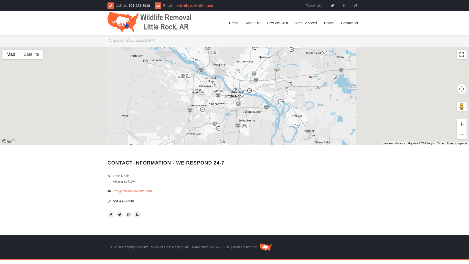 website screenshot of https://wildlifecontrollittlerock.online/