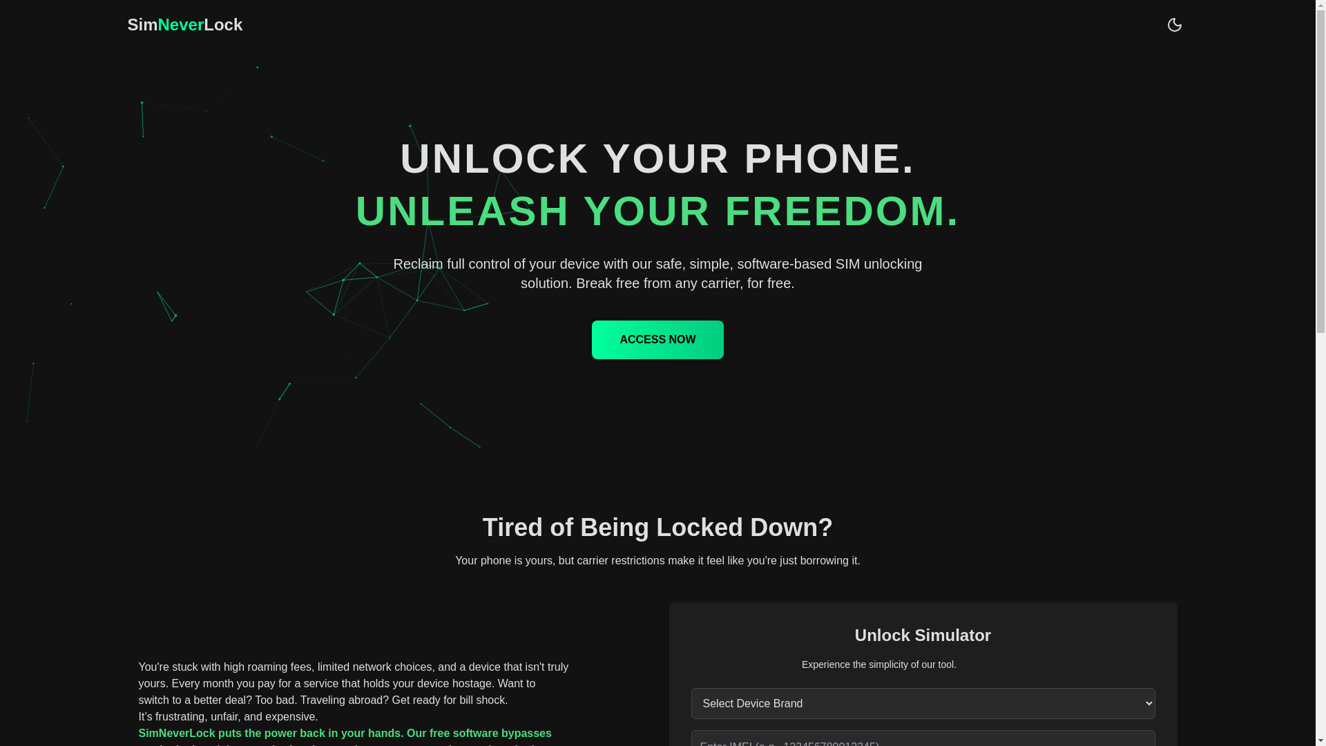website screenshot of https://simneverlockxyz.pages.dev/
