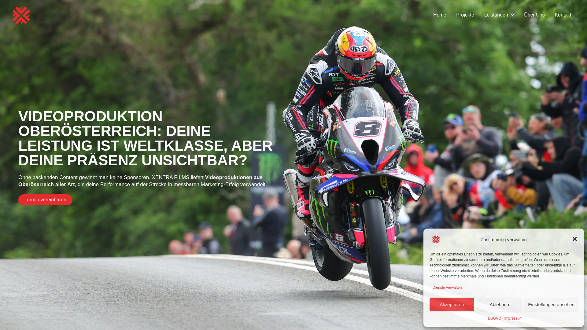 website screenshot of https://xentrafilms.at