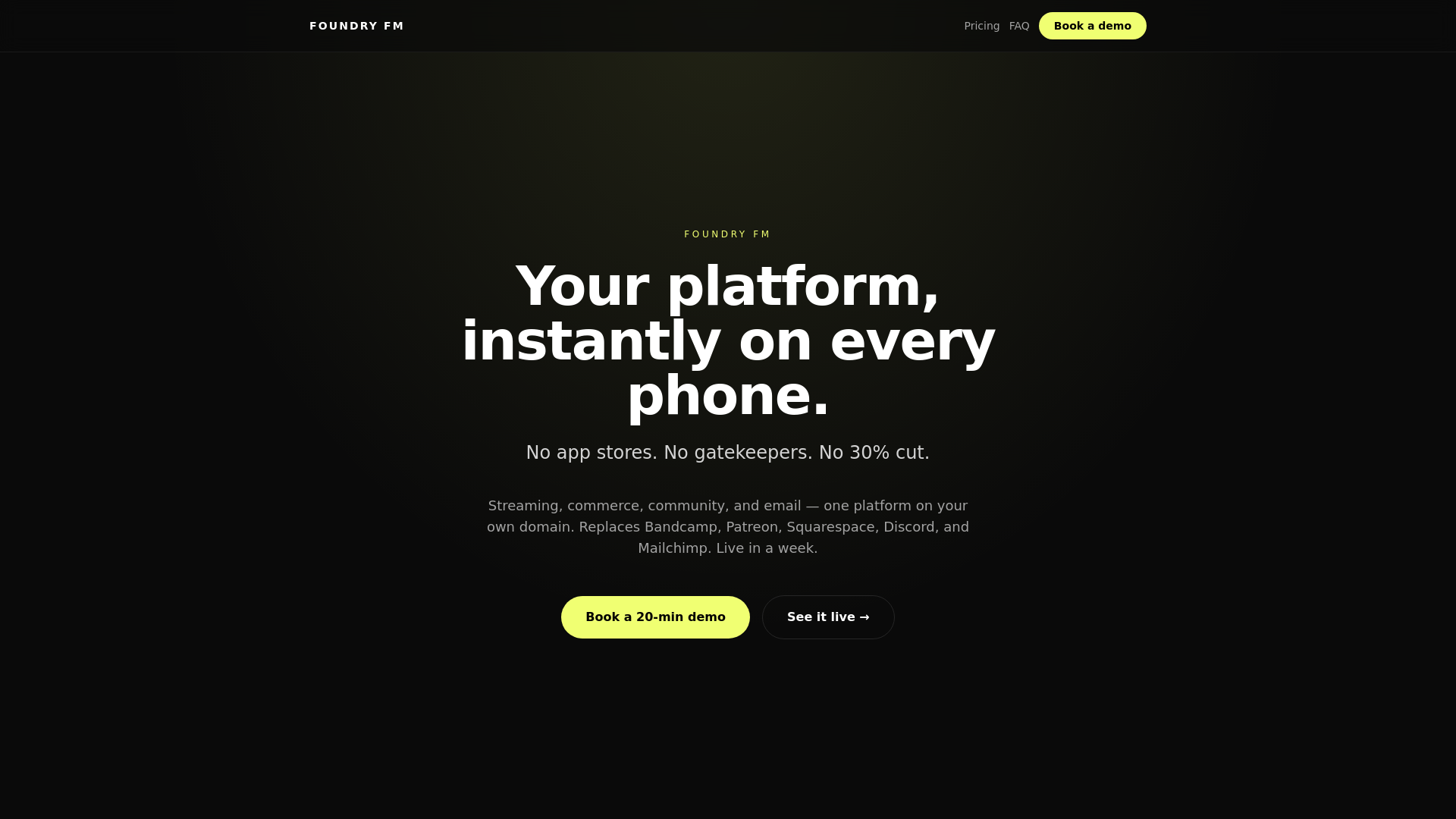 website screenshot of https://foundryfm.com/