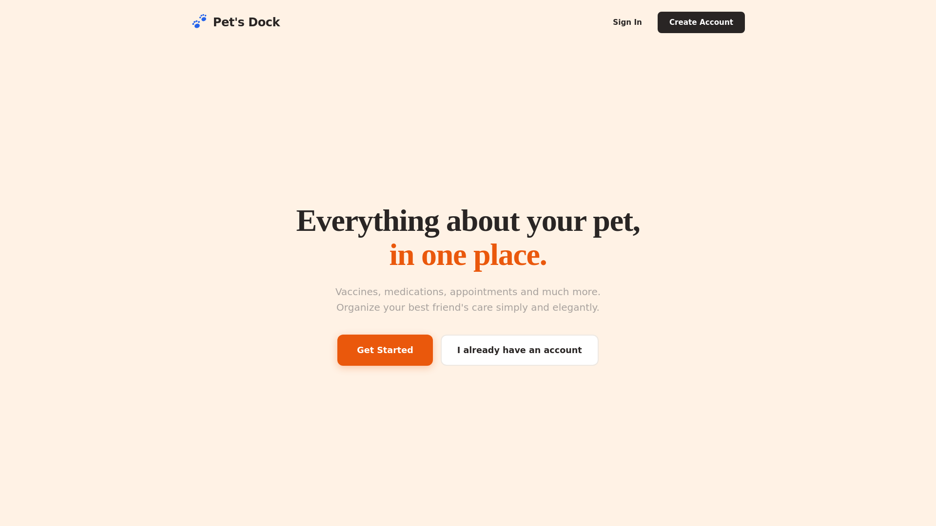 website screenshot of https://petdock-stage.pages.dev/