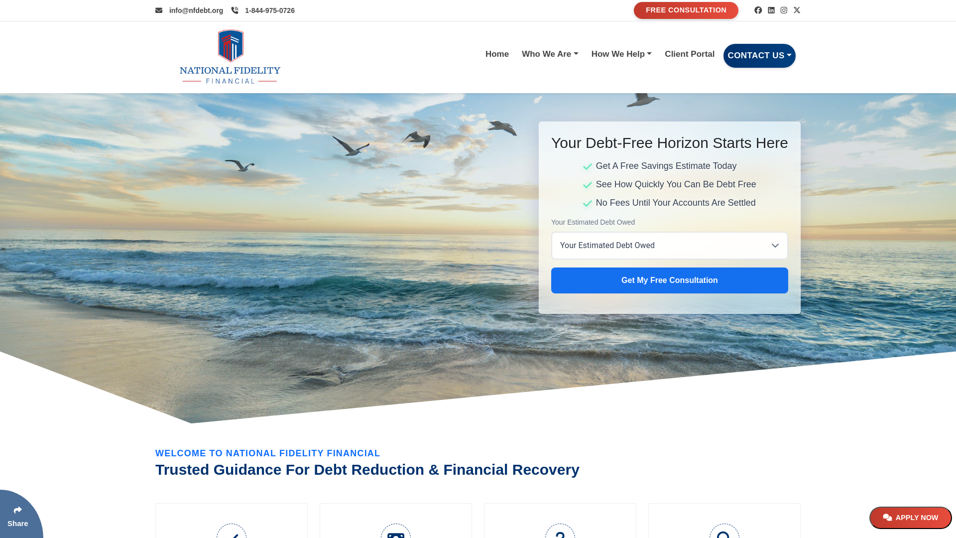 website screenshot of https://nfdebt.help/