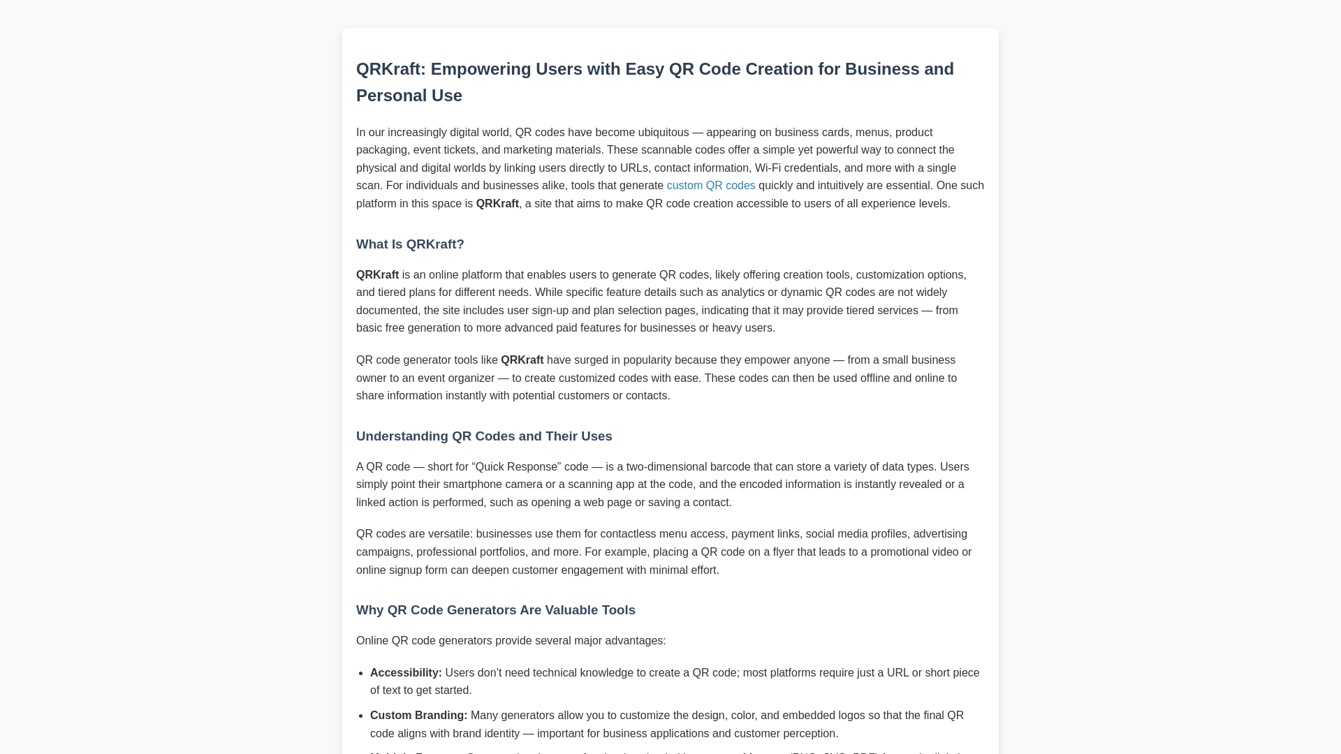 website screenshot of https://qrkraft.pages.dev/