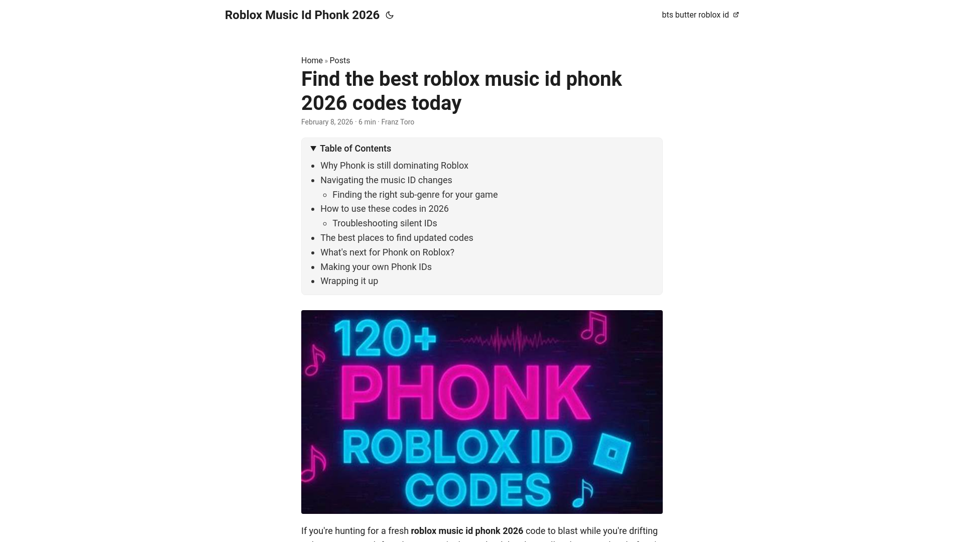 website screenshot of https://roblox-music-id-phonk-2026.pages.dev/
