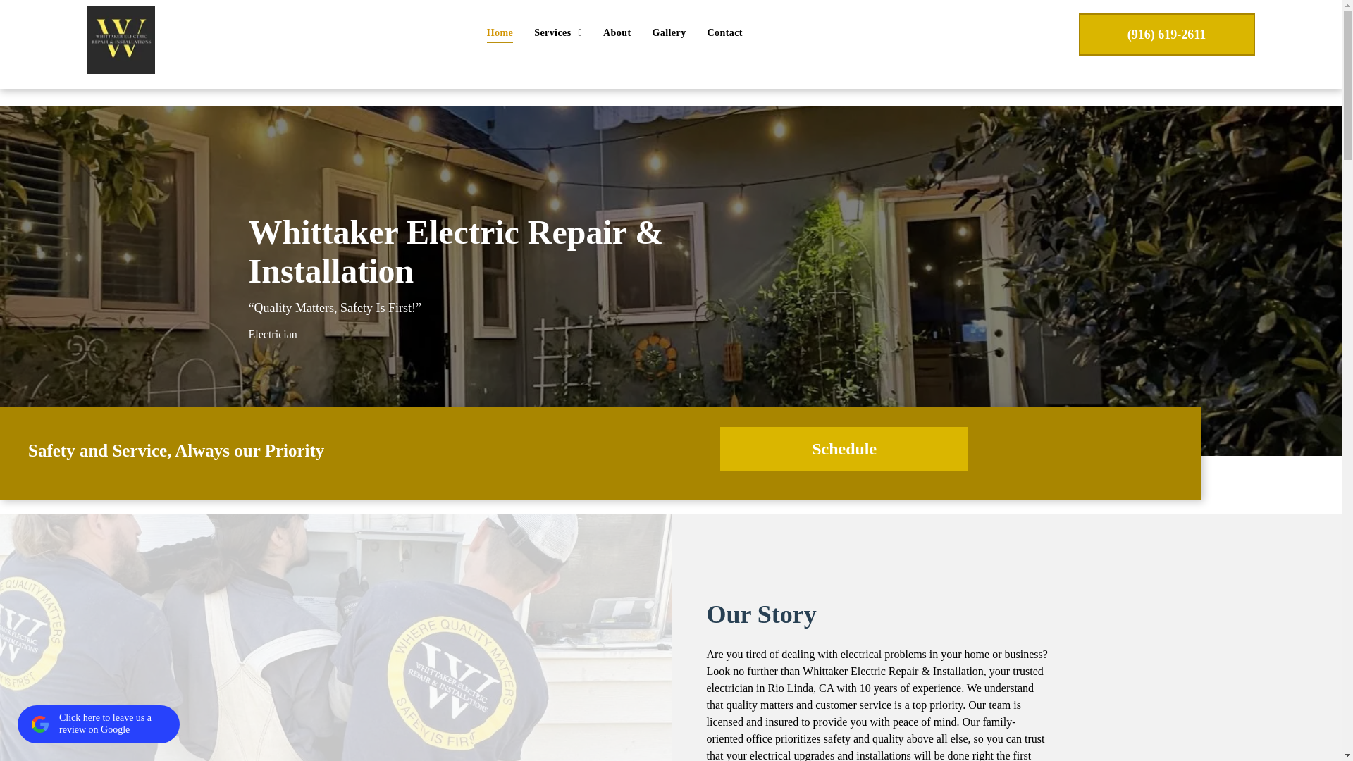 website screenshot of https://whittakerelectricrepairs.com/