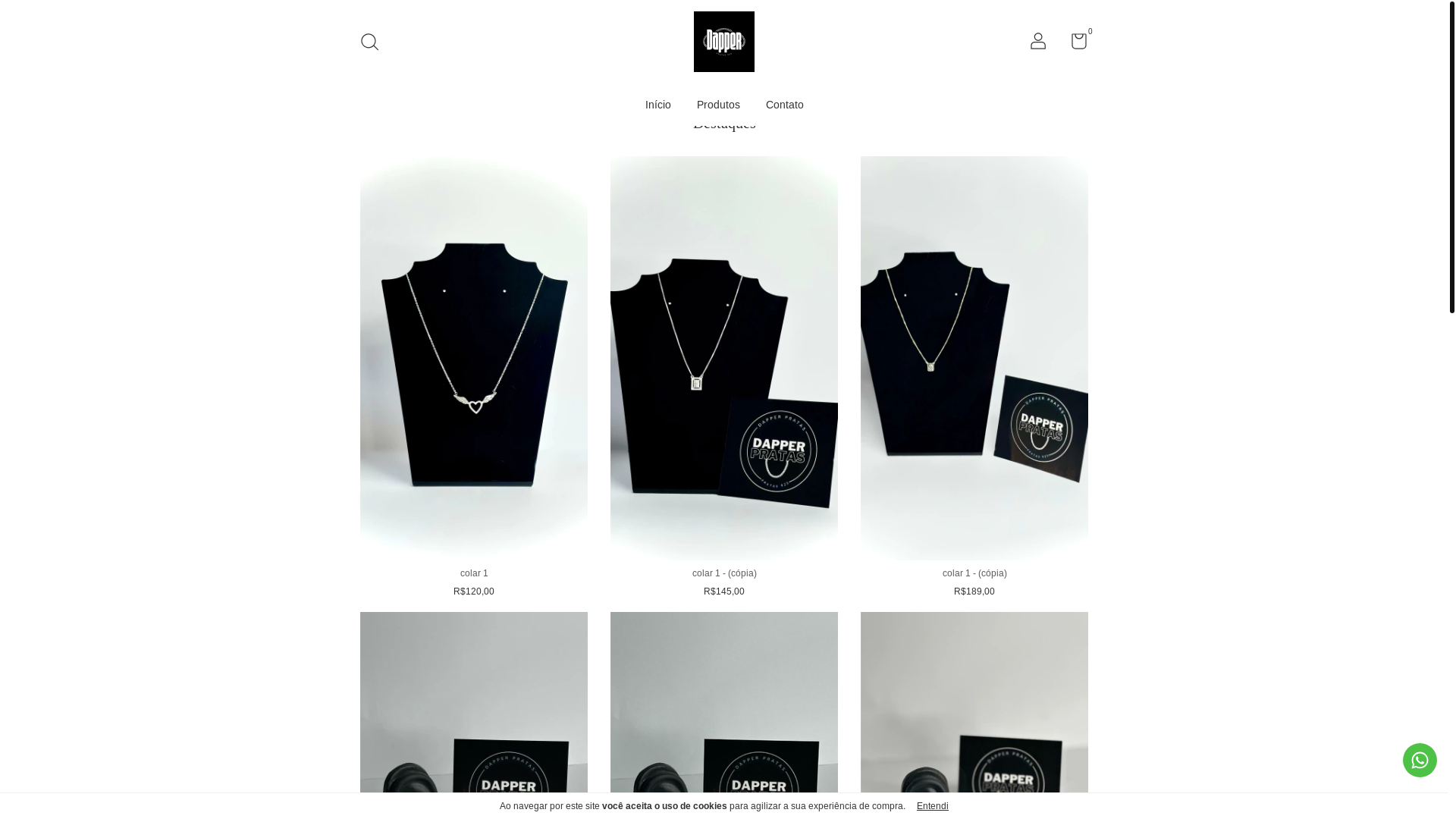 website screenshot of https://dapperpratas.com.br/