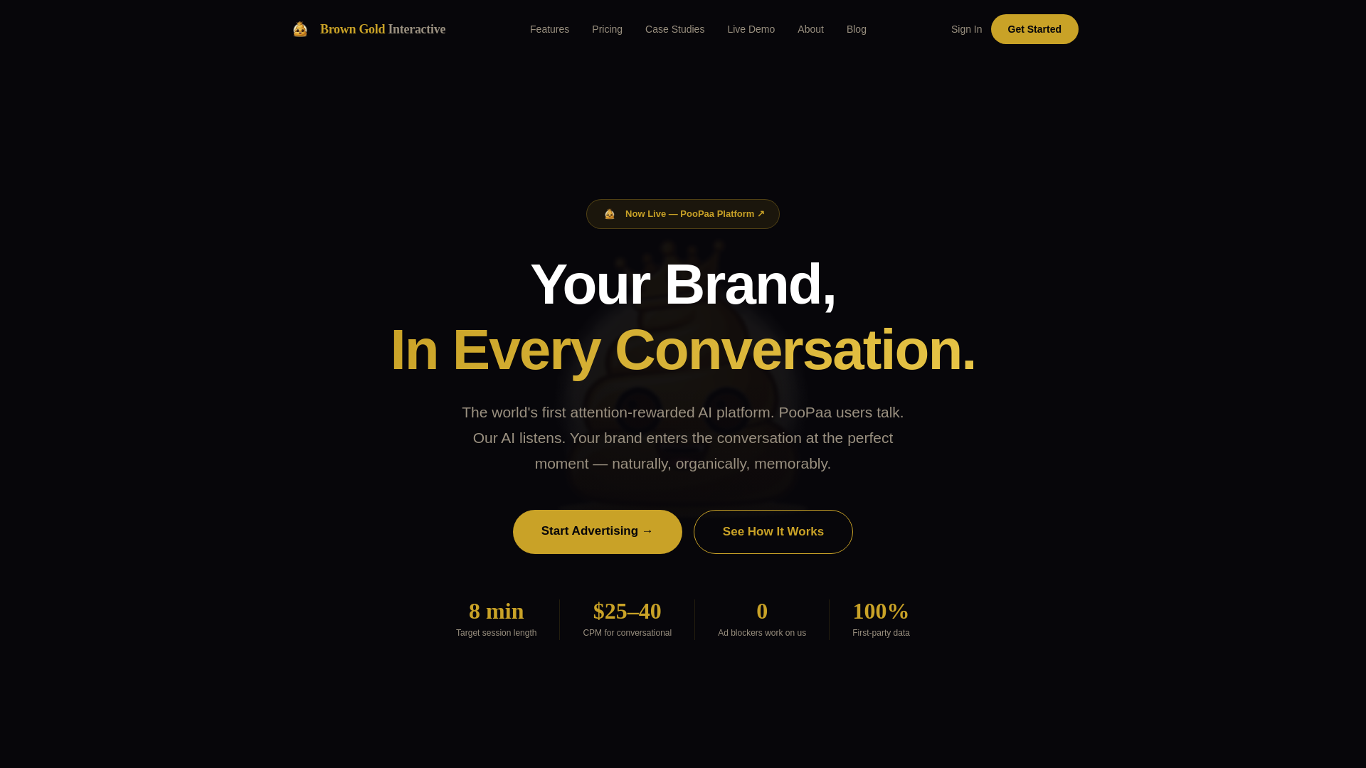 website screenshot of https://browngoldinteractive.com/