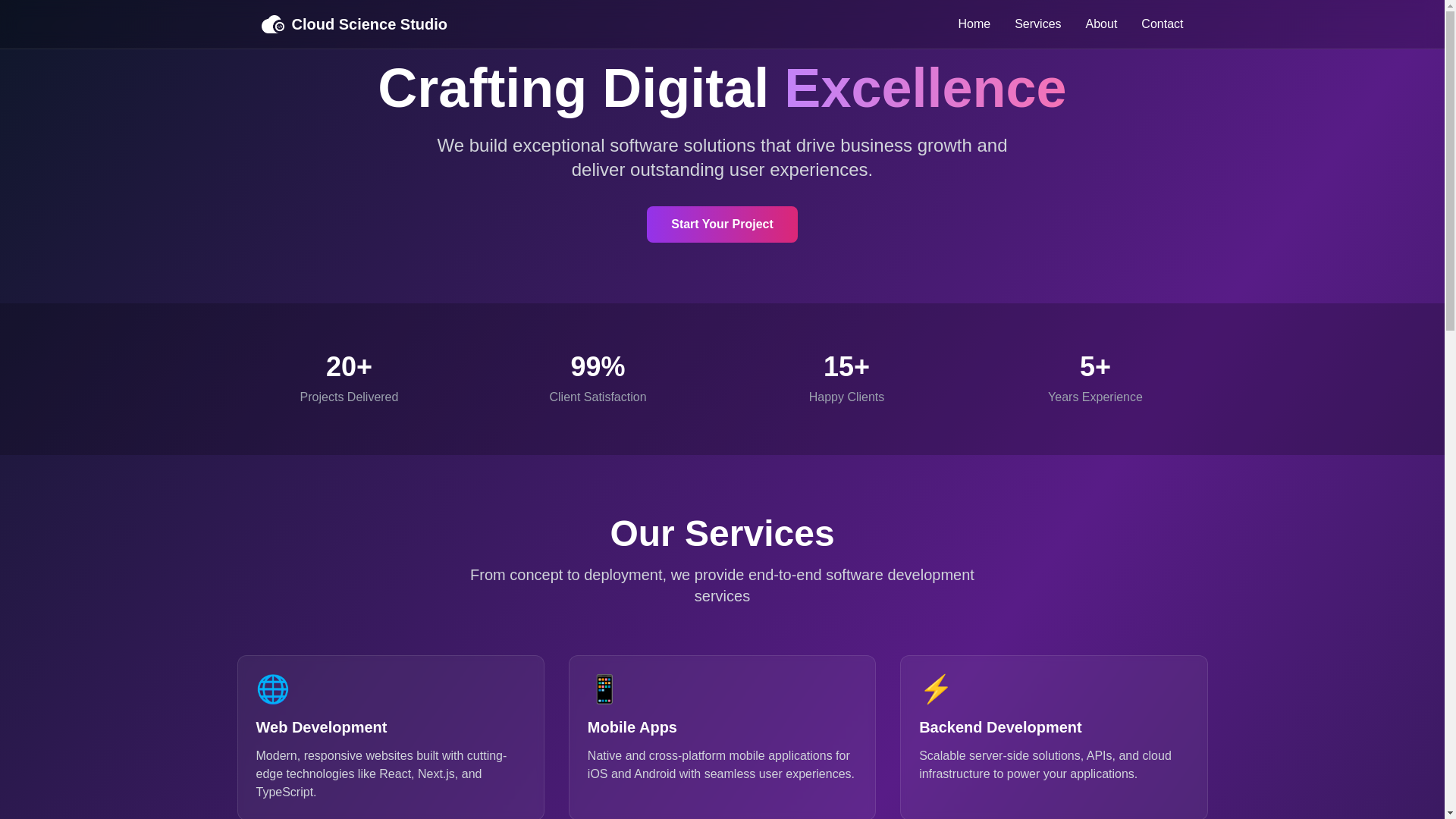website screenshot of https://cloud-science-studio-web.pages.dev/