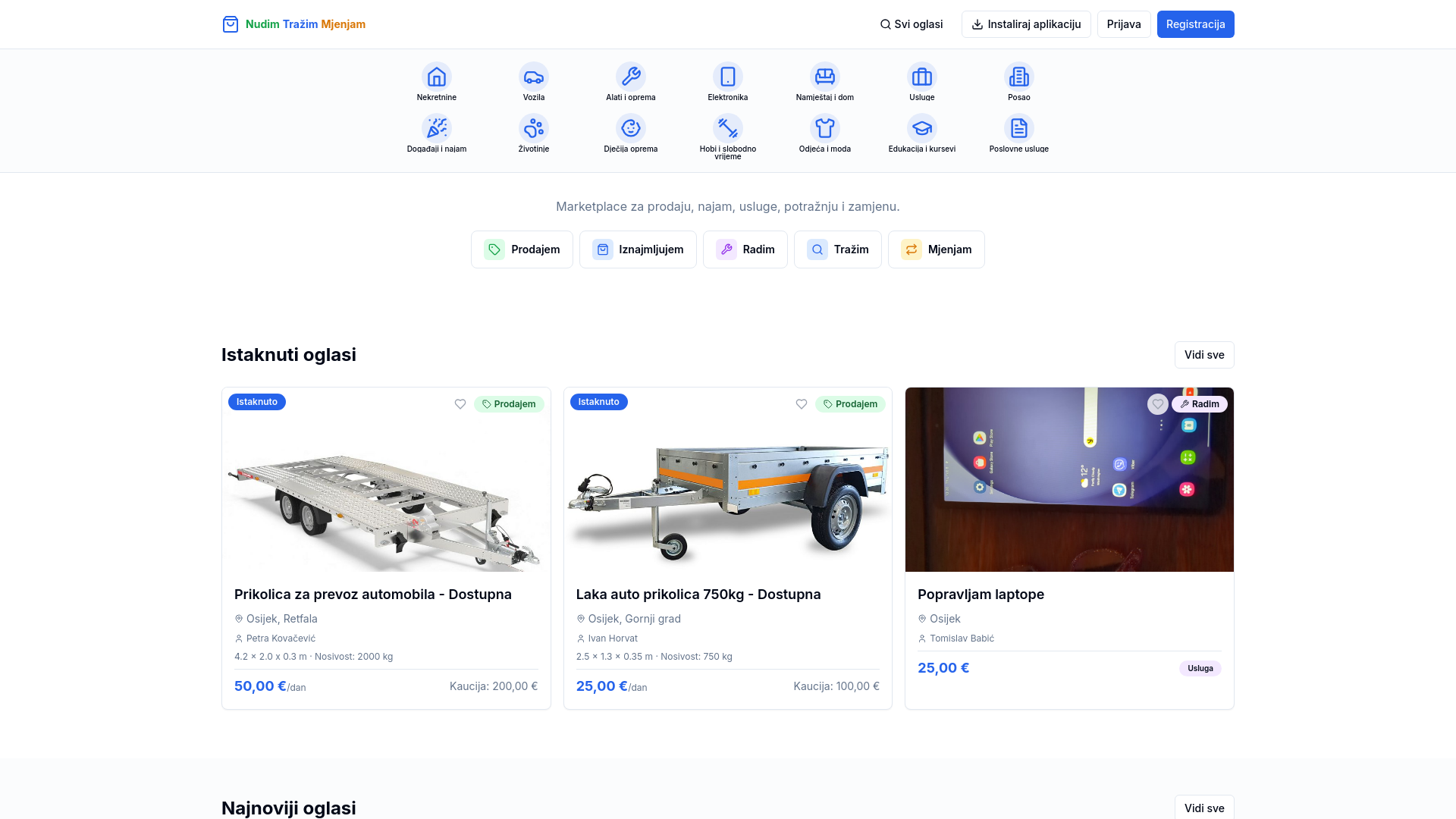 website screenshot of https://svezarent.shop