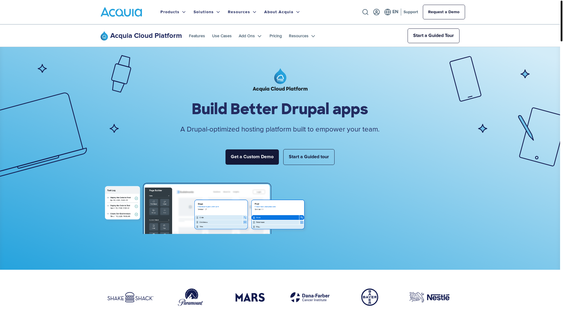 website screenshot of https://www.acquia.com/products/acquia-cloud-platform