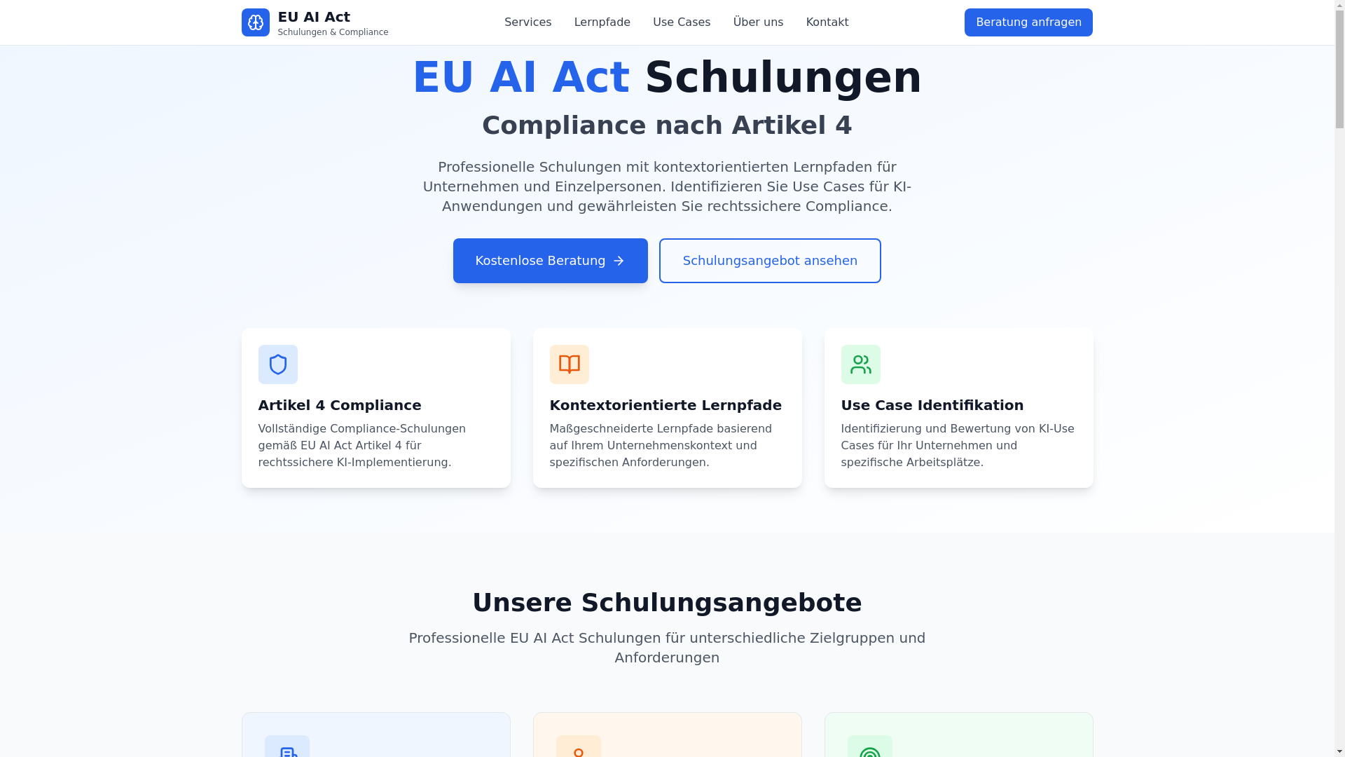 website screenshot of https://eu-ai-act-schulungen.de/
