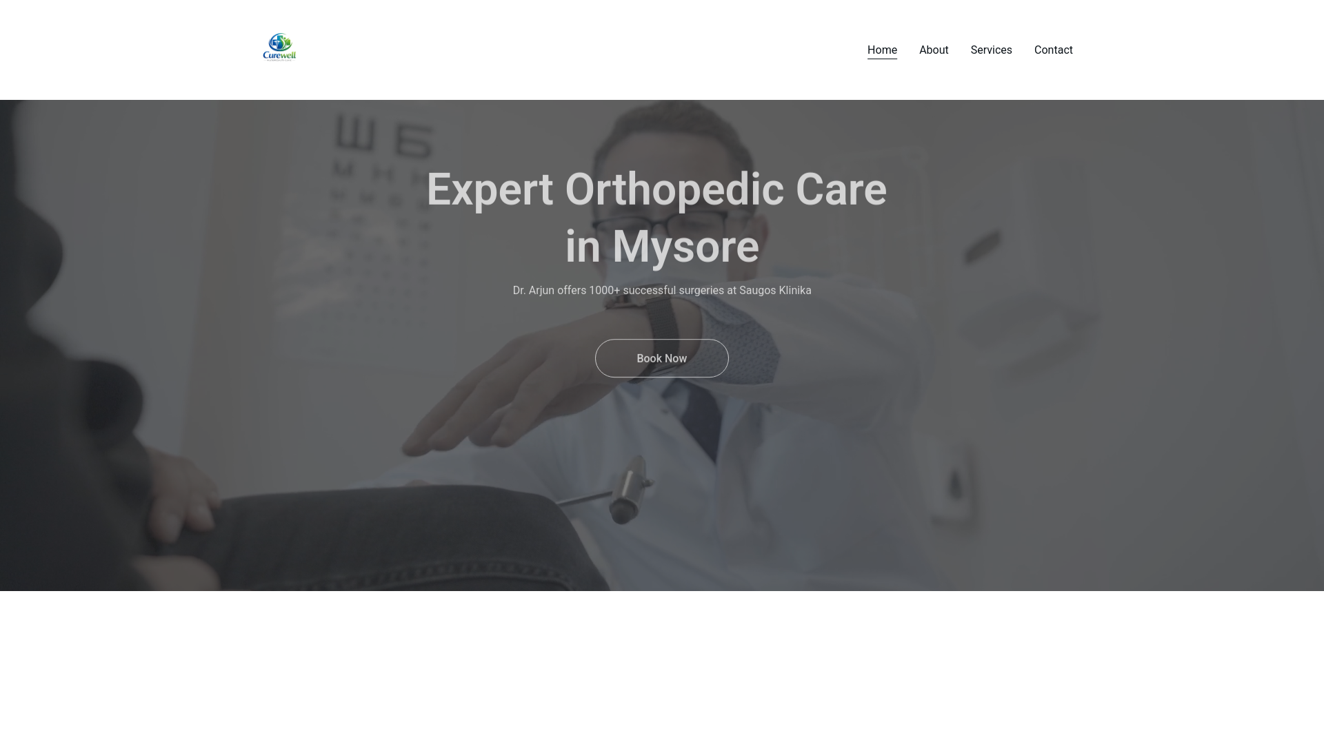 website screenshot of https://curewellmultispecialityclinic.online/