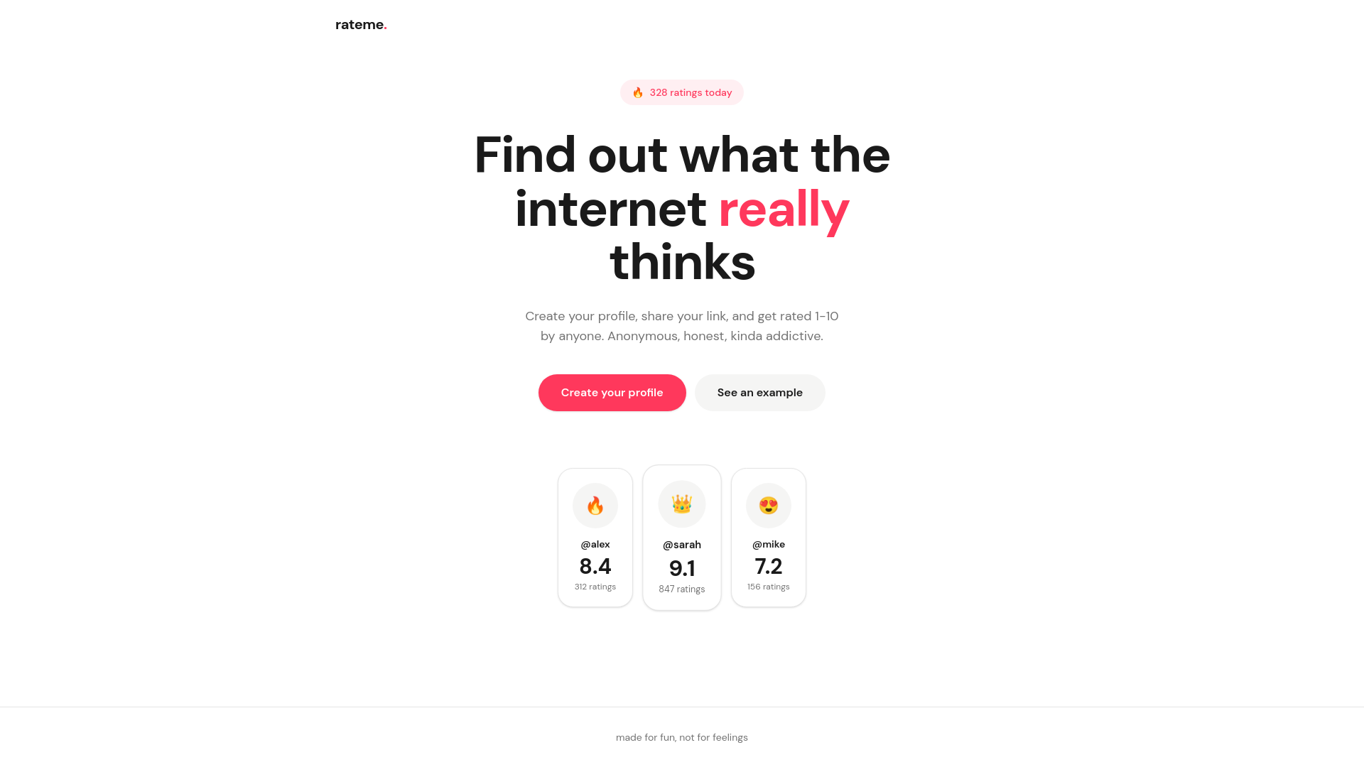 website screenshot of https://rateme.id