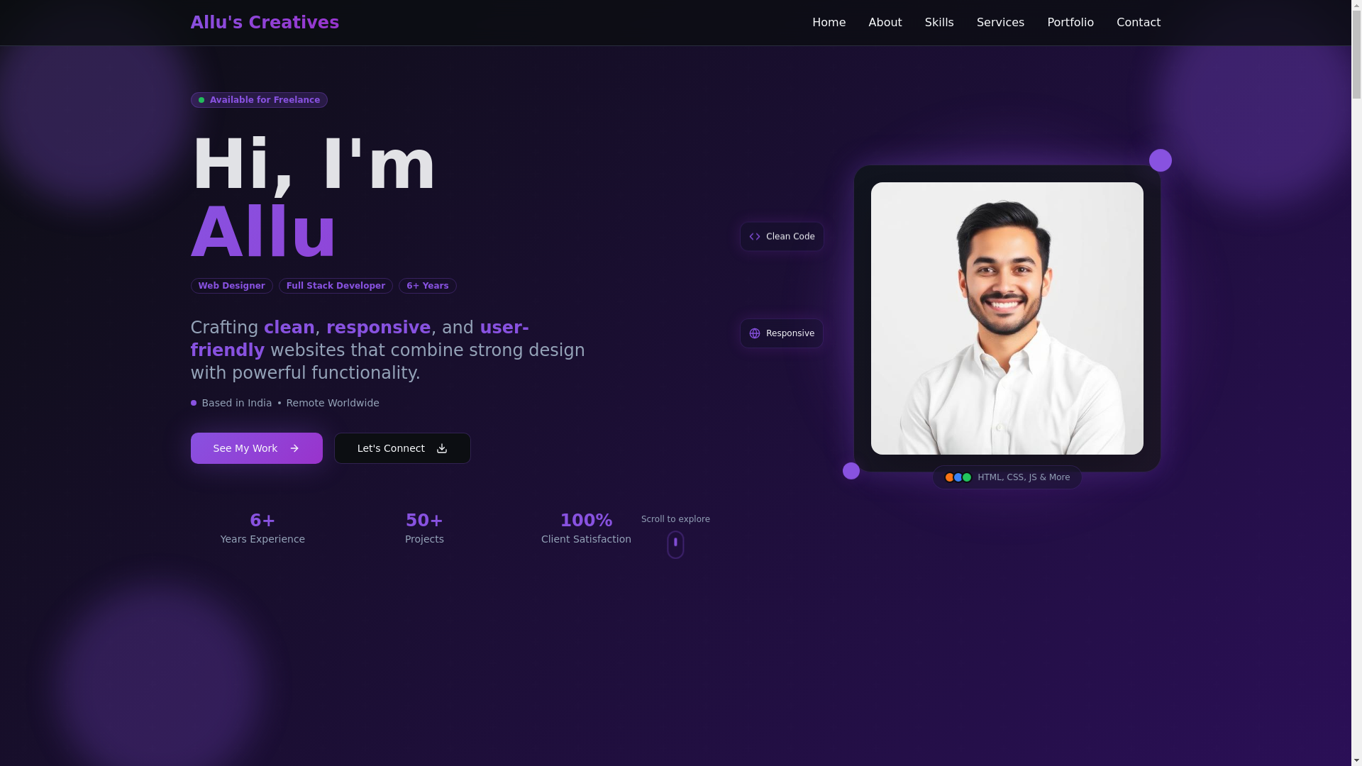 website screenshot of https://allucreatives.online/