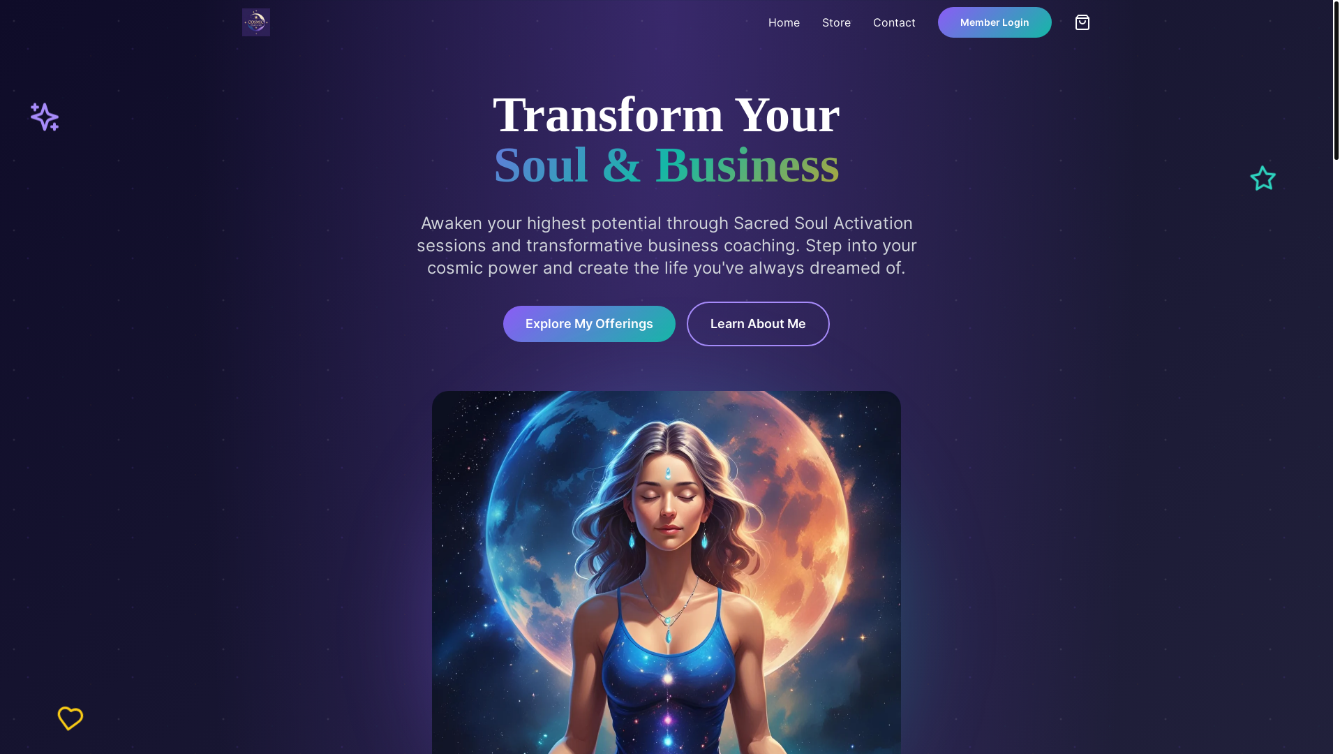 website screenshot of https://cosmiccoachinghq.com/