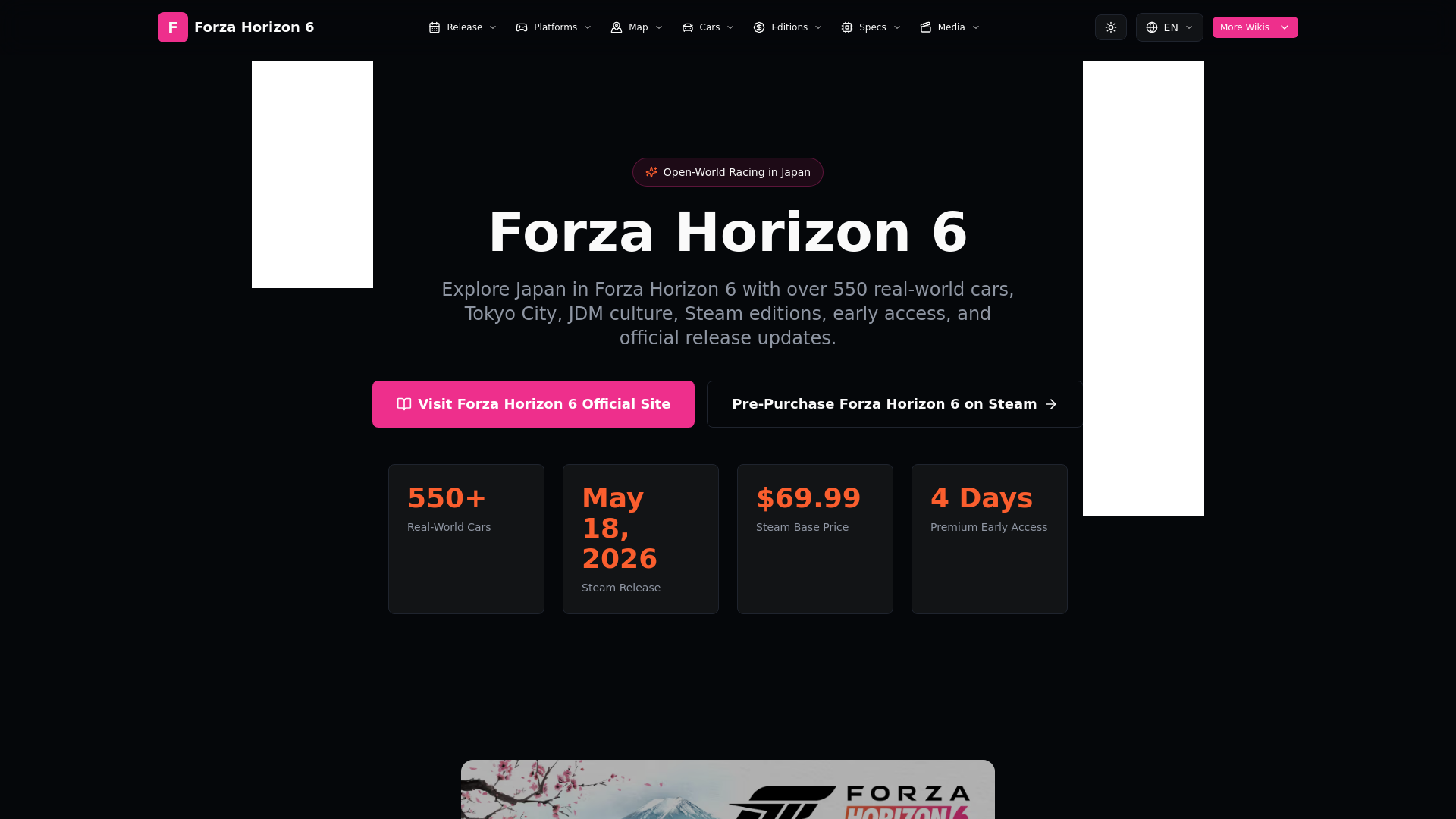 website screenshot of https://forzahorizon6.wiki/