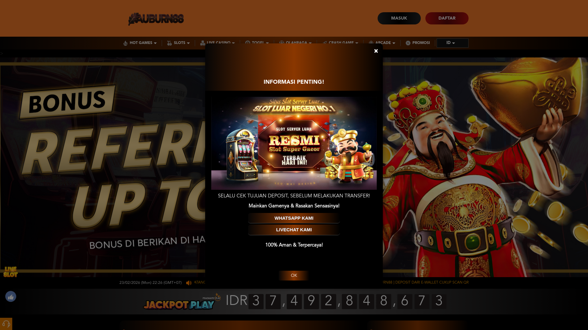 website screenshot of https://auburn88-terbaik.shop/