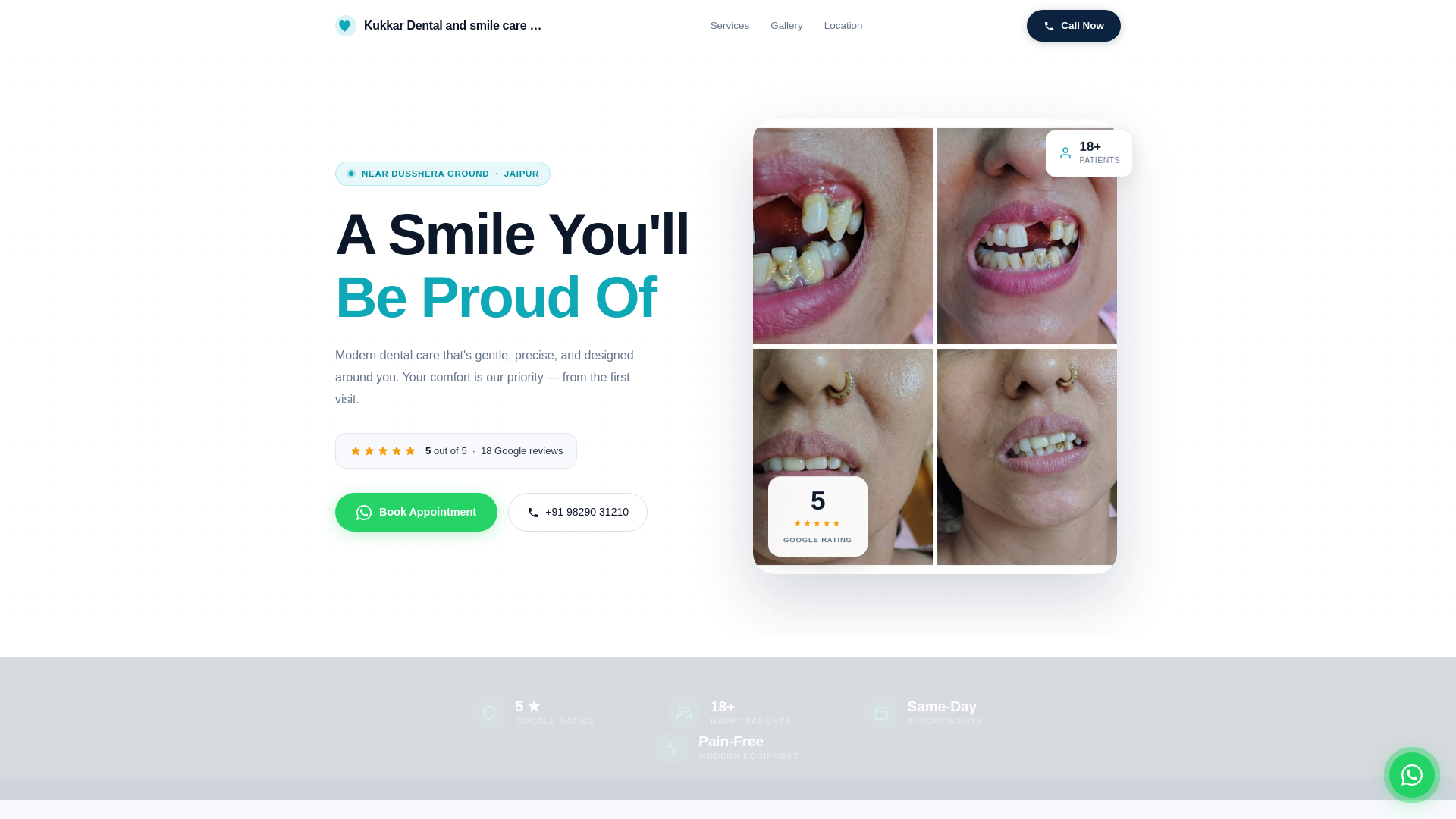 website screenshot of https://kukkar-dental-and-smile-care-clinic-jaipur.pages.dev/