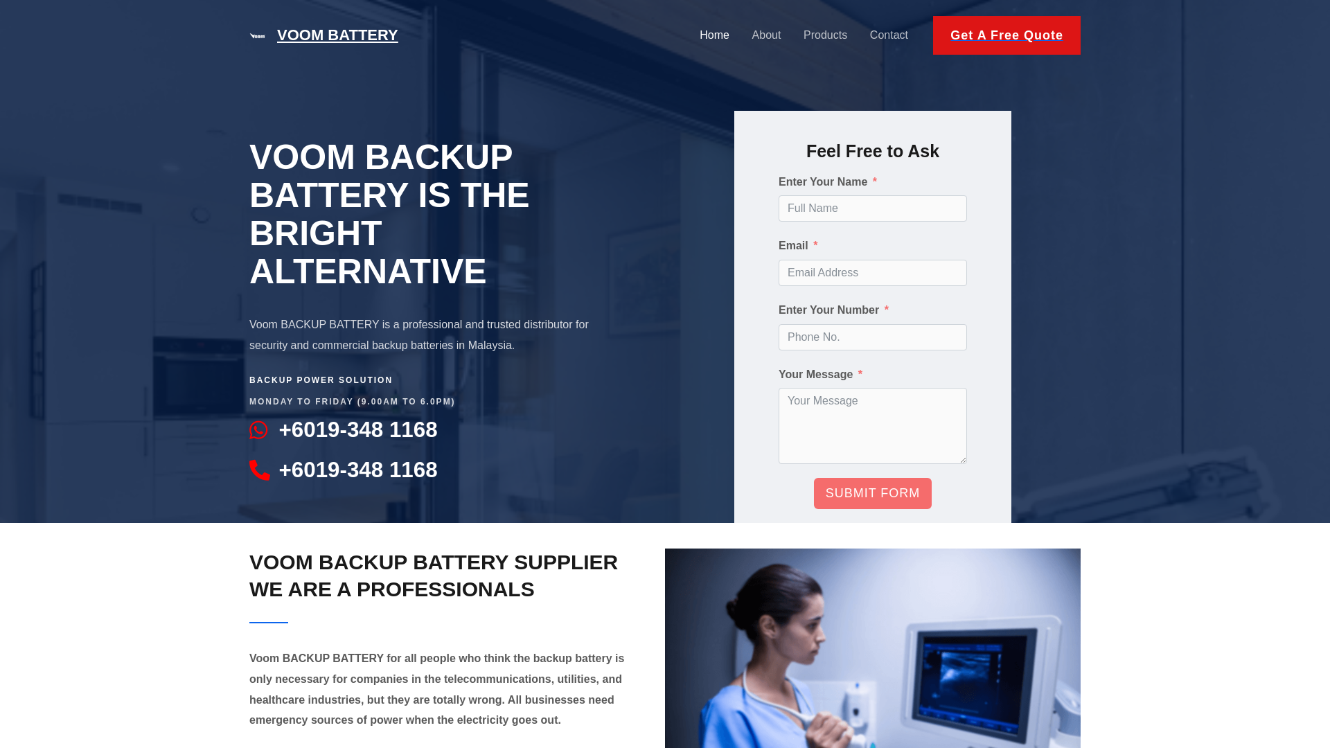 website screenshot of https://voombattery.com.my/