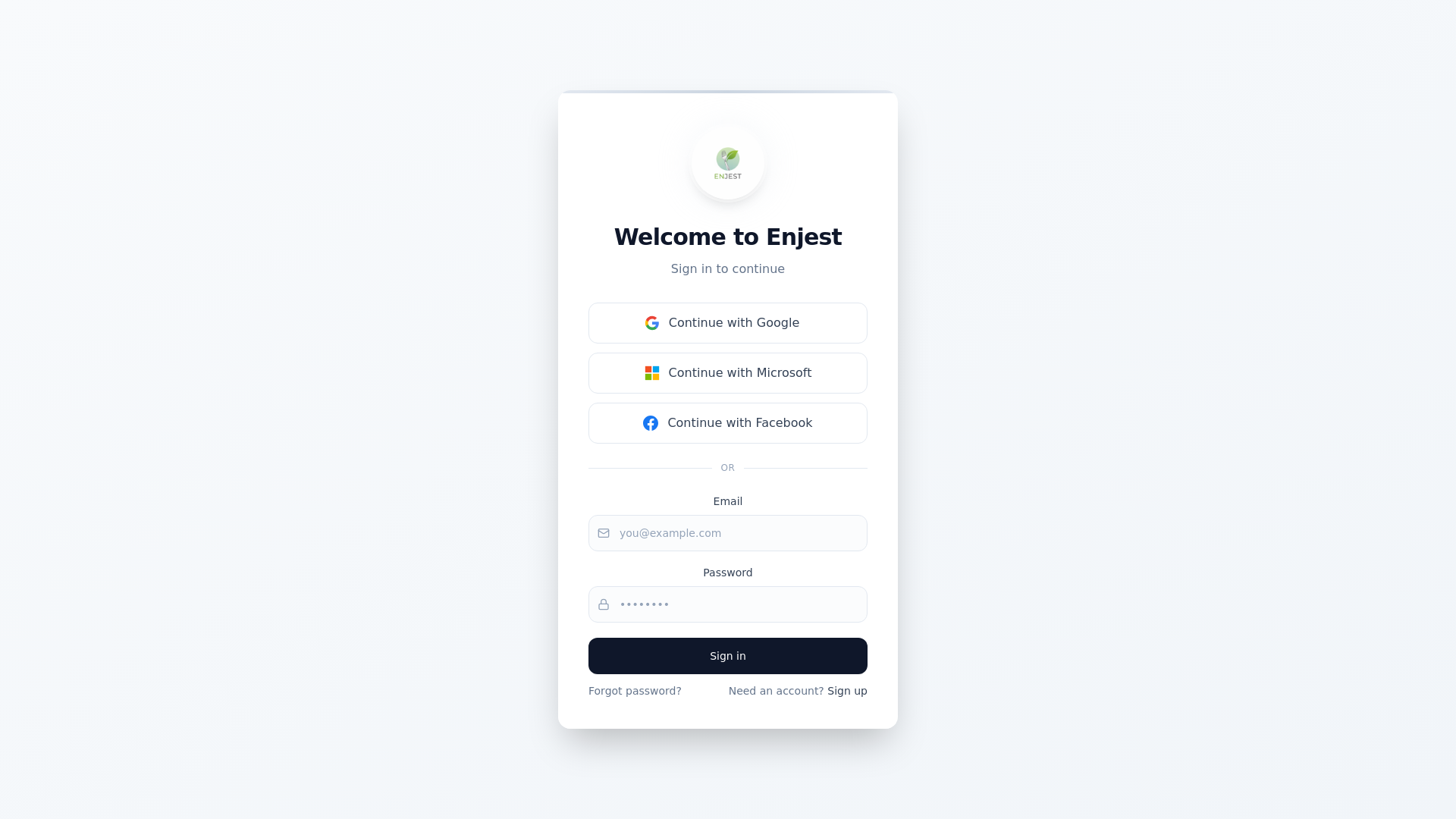 website screenshot of https://enjestapp.com/