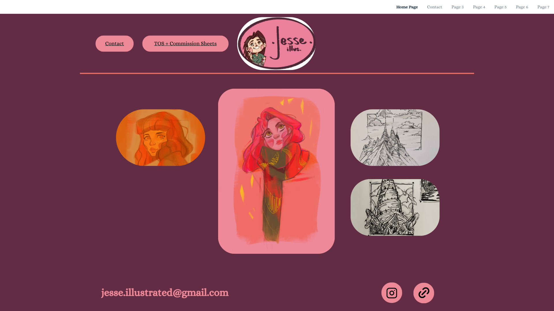 website screenshot of https://jesseillustrated.art/