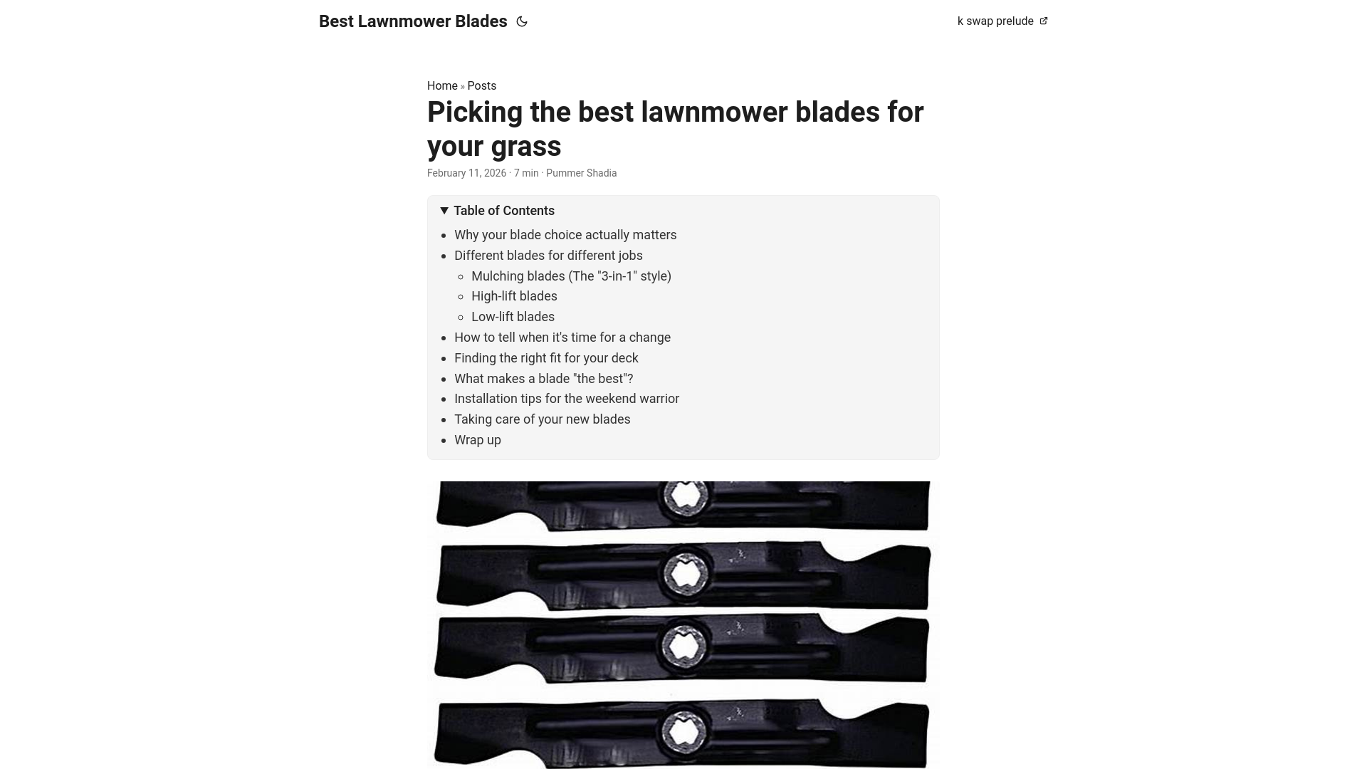 website screenshot of https://best-lawnmower-blades.pages.dev/