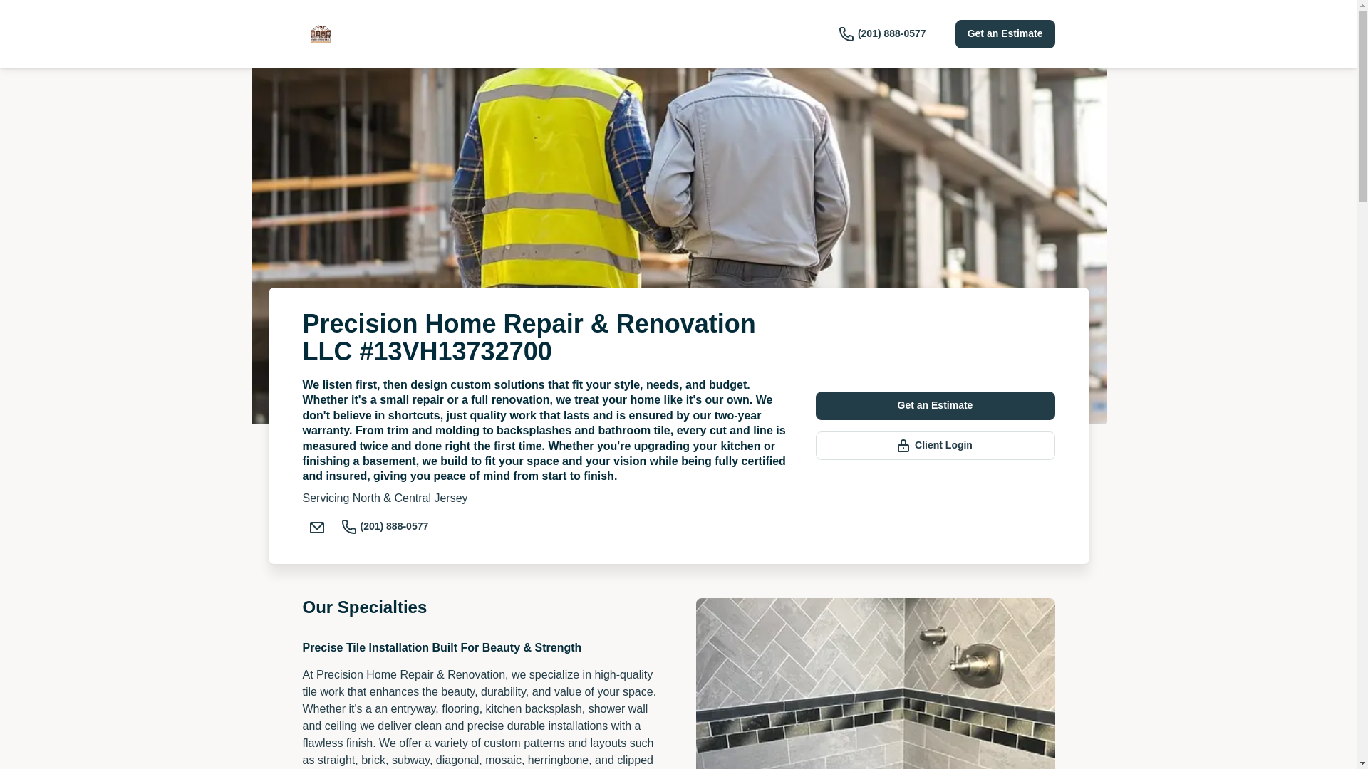 website screenshot of https://precisionhomerepairandrenovation.com/