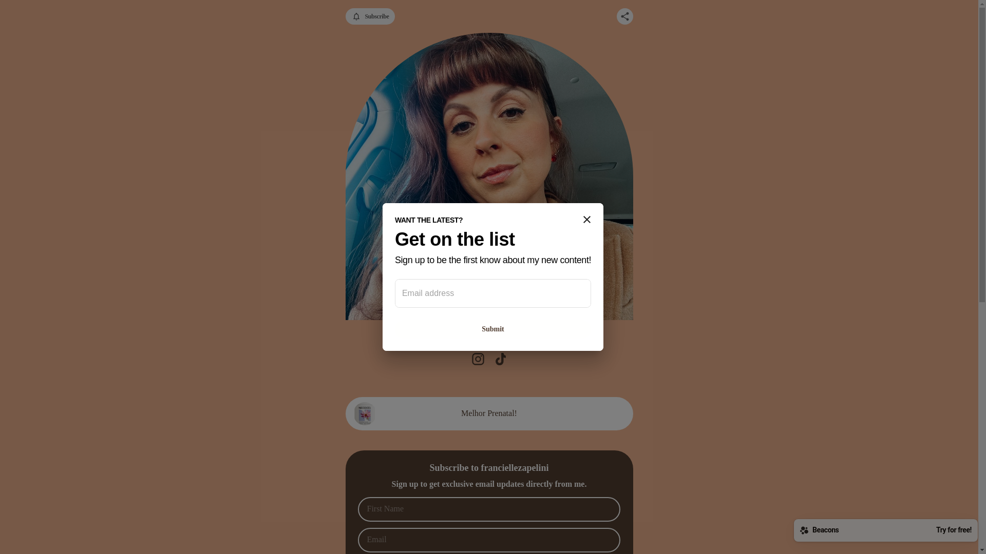 website screenshot of https://franciellezapelini.store/
